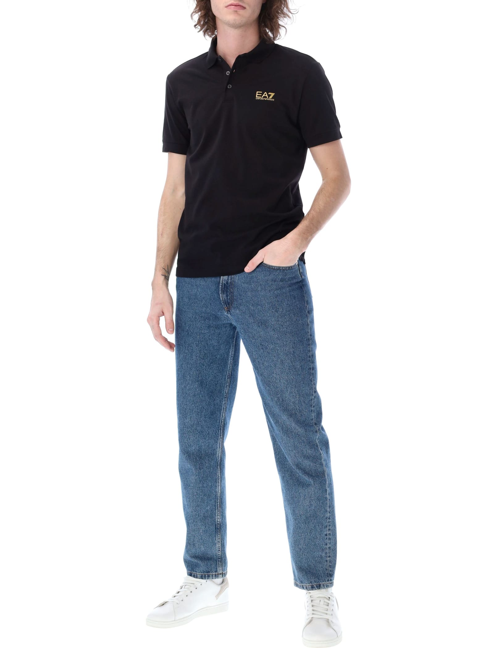 Ea7 Core Identity Stretch-cotton Polo Shirt In 0208