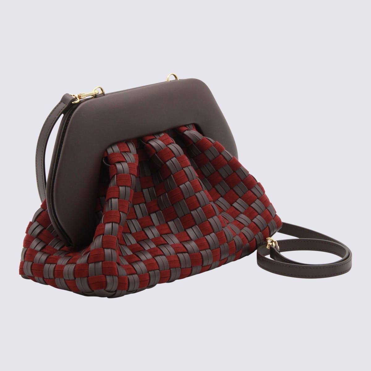 Themoirè Ebony And Red Tia Clutches In Black