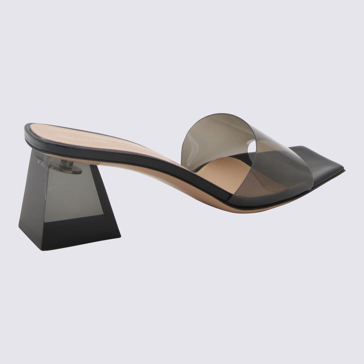 Shop Gianvito Rossi Fume And Black Pvc And Leather Cosmic Sandals In Fume/black