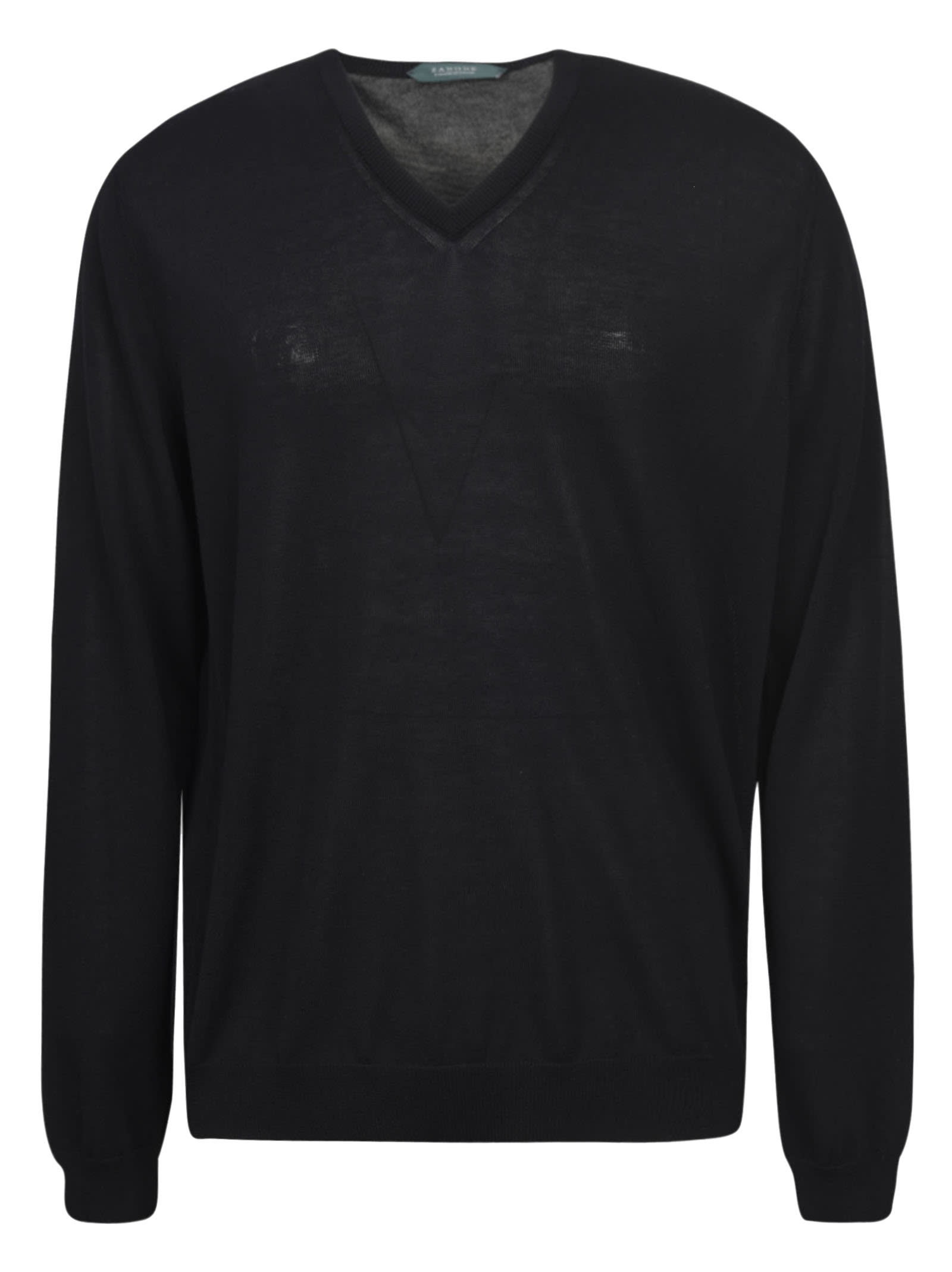 Zanone V-neck Plain Sweatshirt In Black