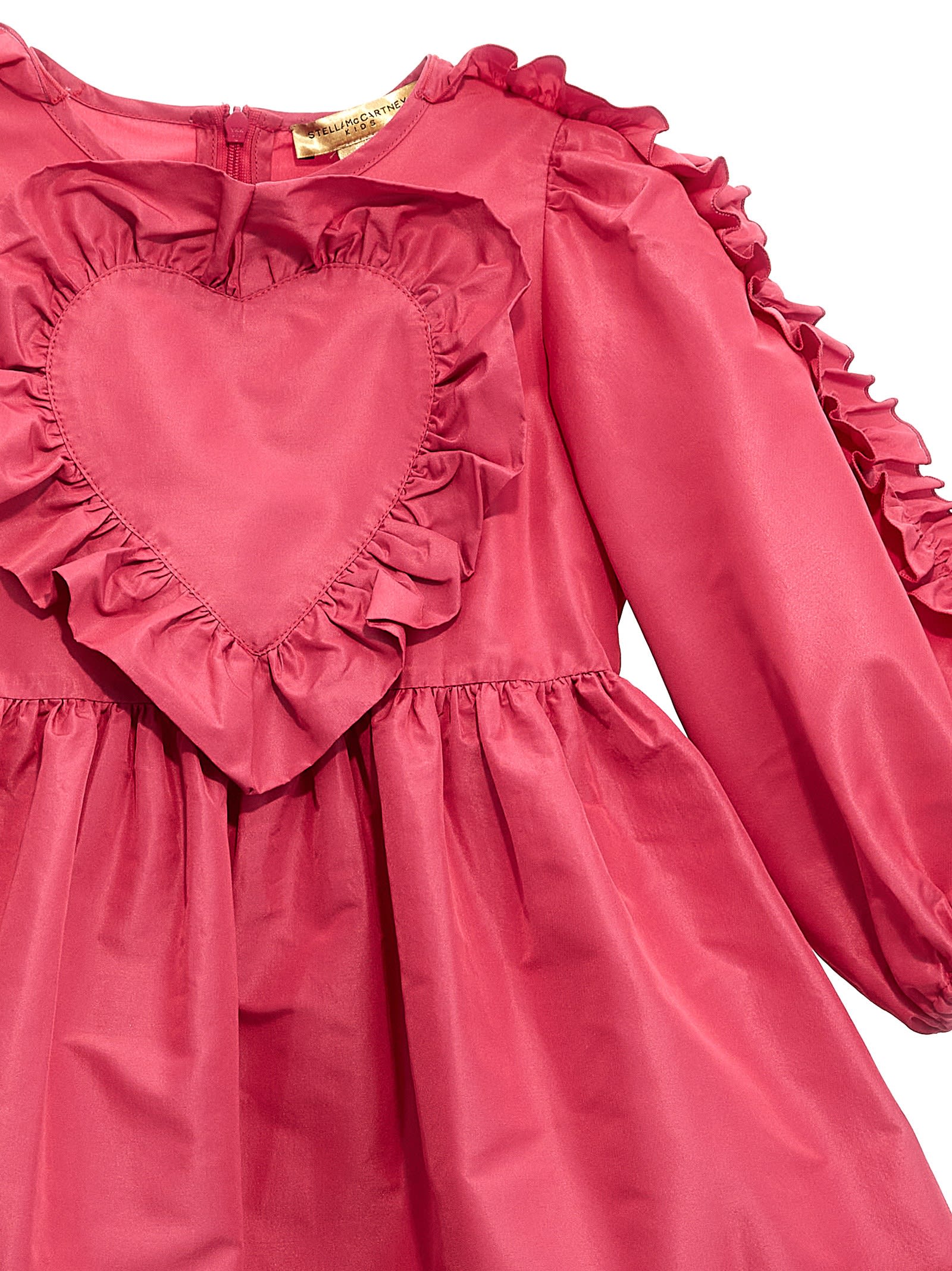 Shop Stella Mccartney Heart Taffeta Dress In Fuchsia