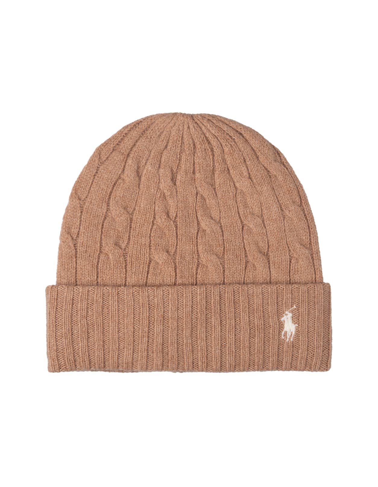 Camel Cable-knit Wool-cashmere Beanie