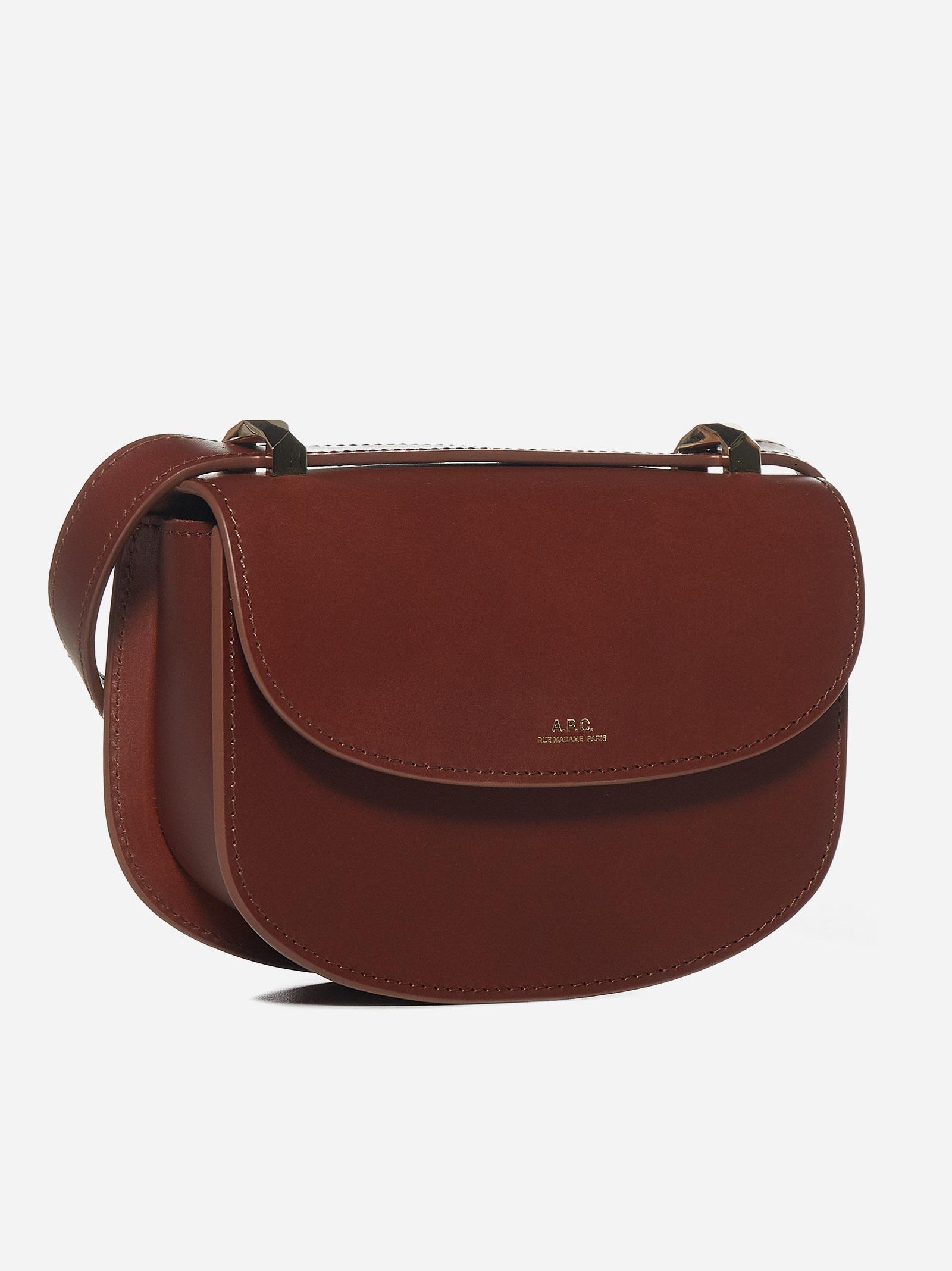 Shop Apc Geneve Mini Leather Shoulder Bag In Brown