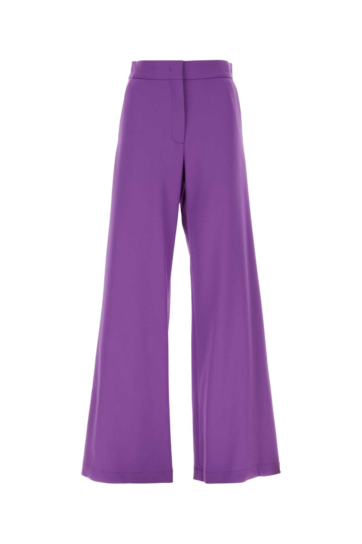 Shop Msgm Purple Stretch Virgin Wool Palazzo Pant In Violet