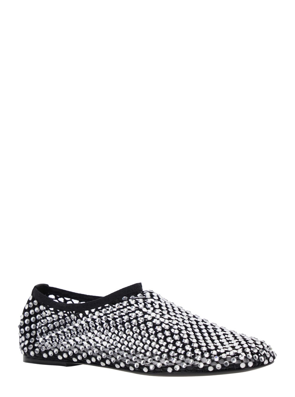 Strategia Silver Colored Ballet Flats With All-over Rhinestone Embellishments In Fabric Woman