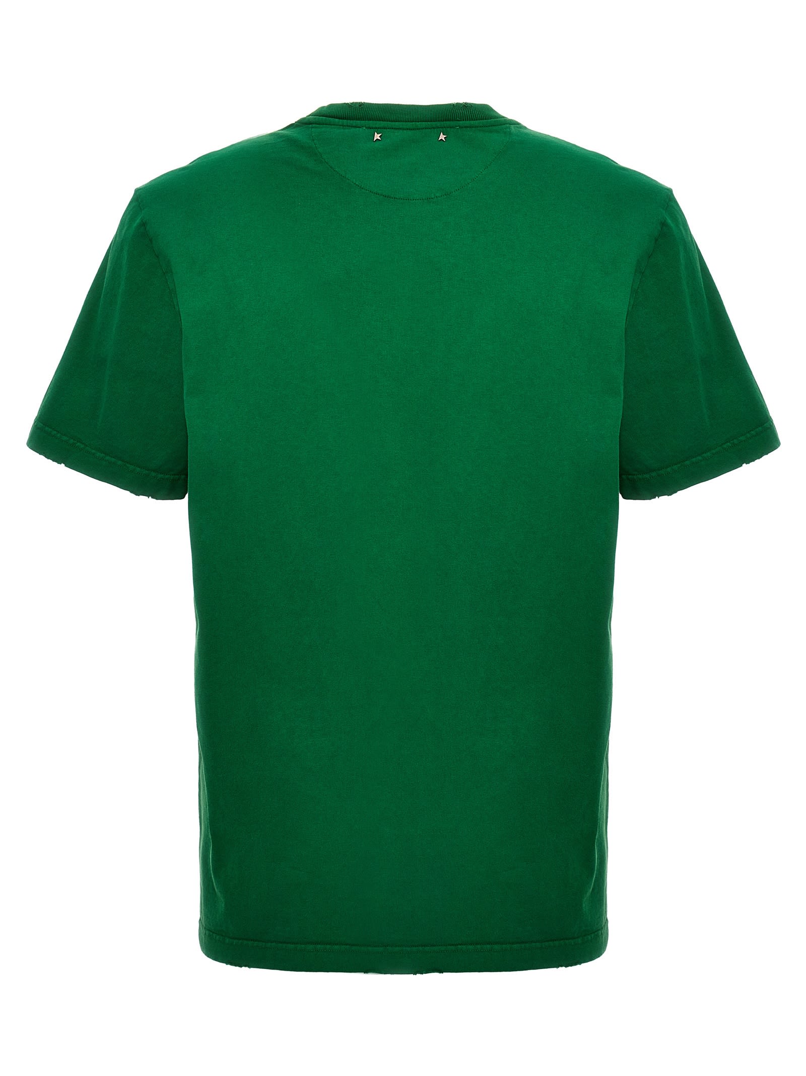 Shop Golden Goose Logo Print T-shirt In Green Jacket/ Heritage White