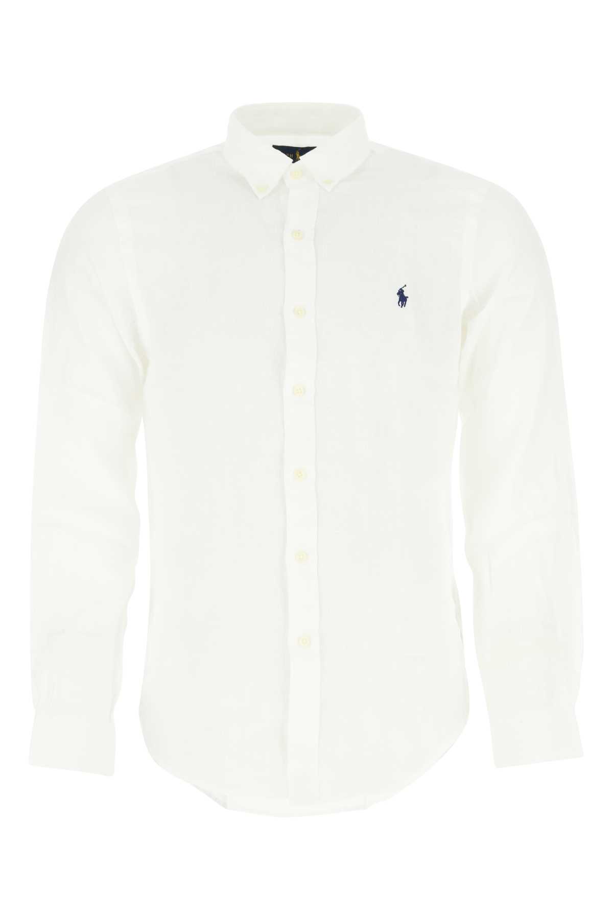 Shop Polo Ralph Lauren White Linen Shirt In 002