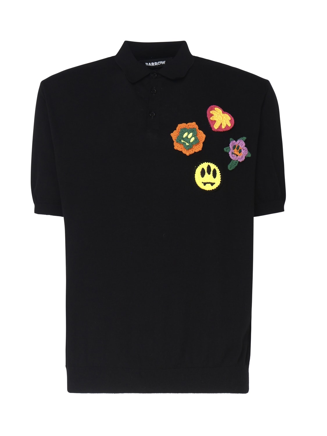 Knit Polo Shirt With Multicolor Patch