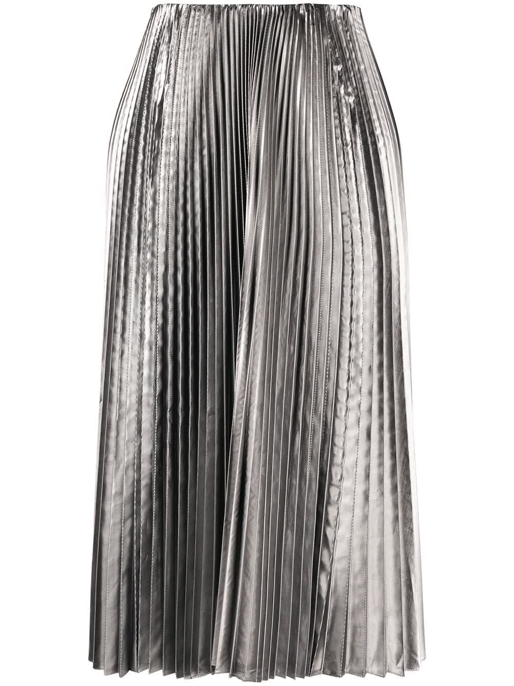 Balenciaga Pleated Kick Skirt In Silver