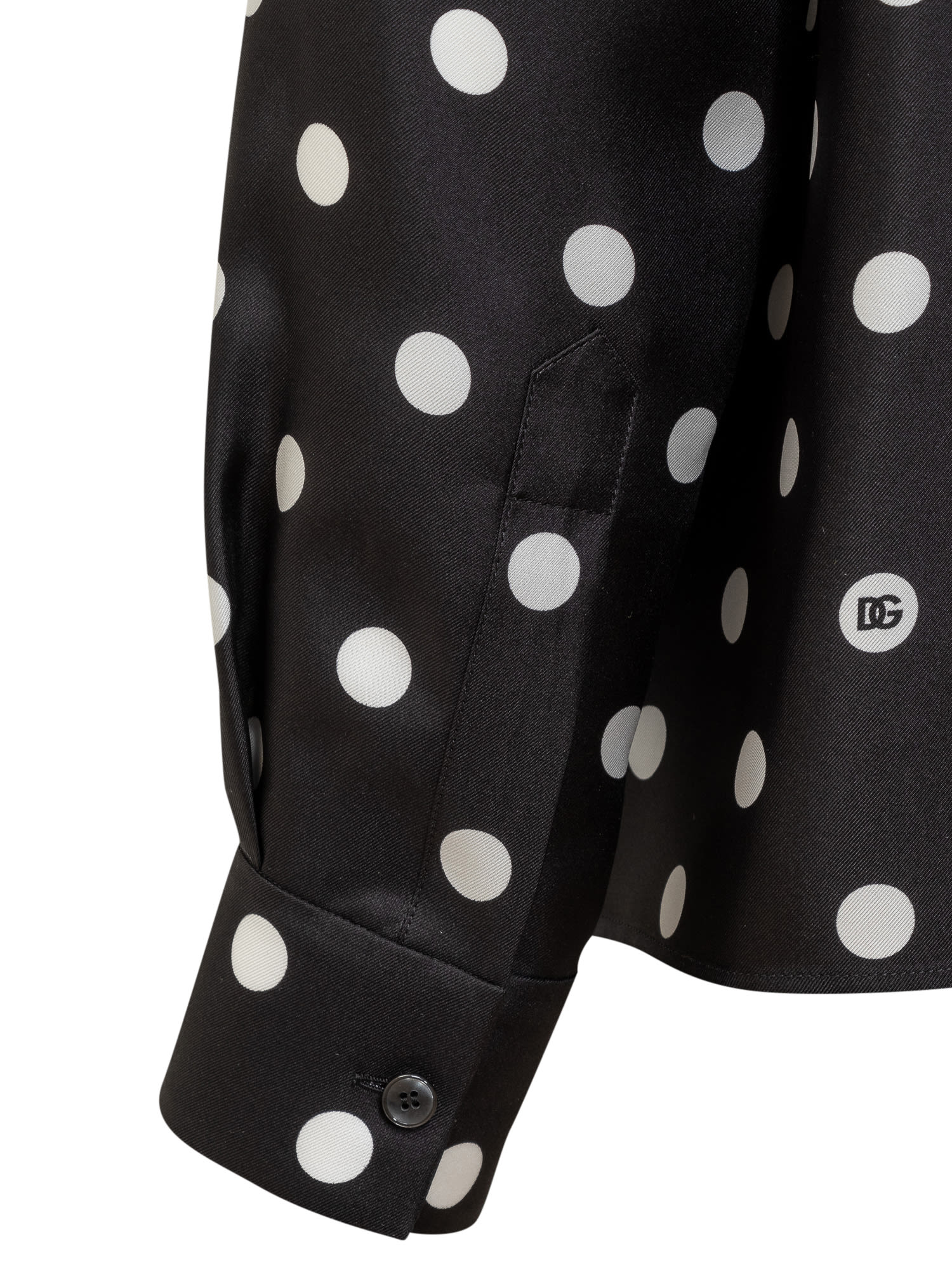 Shop Dolce & Gabbana Pois Silk Twill Shirt In Pois Med Fdo Nero