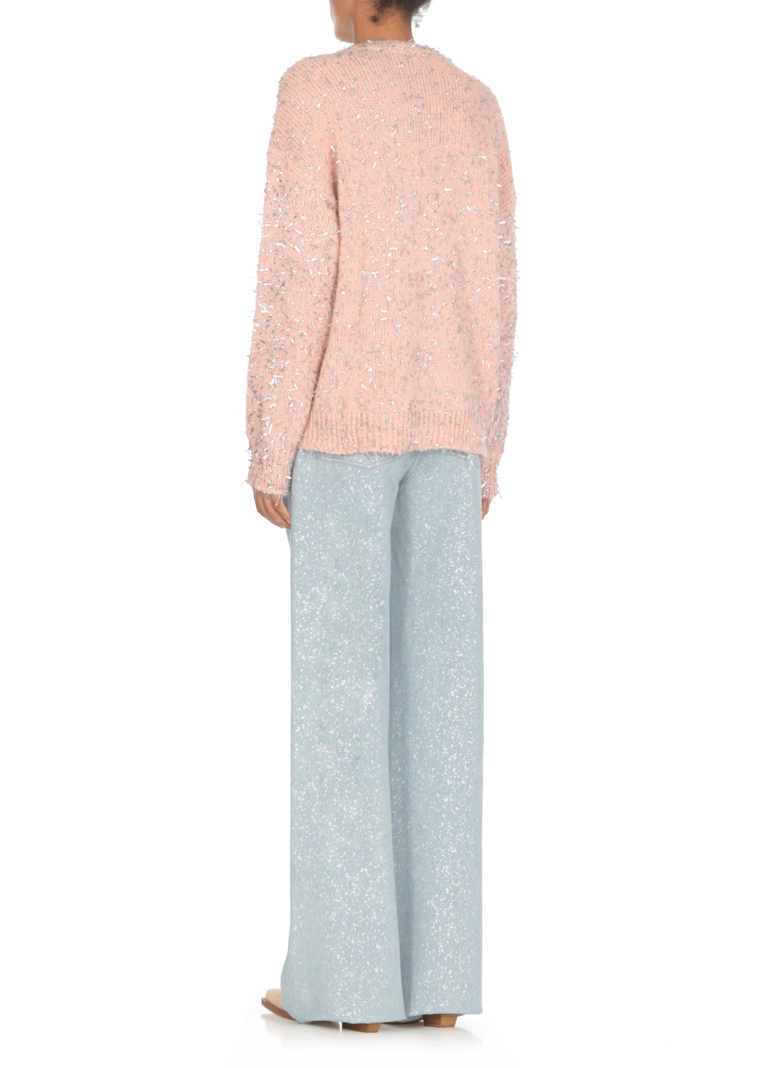 Shop Msgm Lurex Sweater In Pink