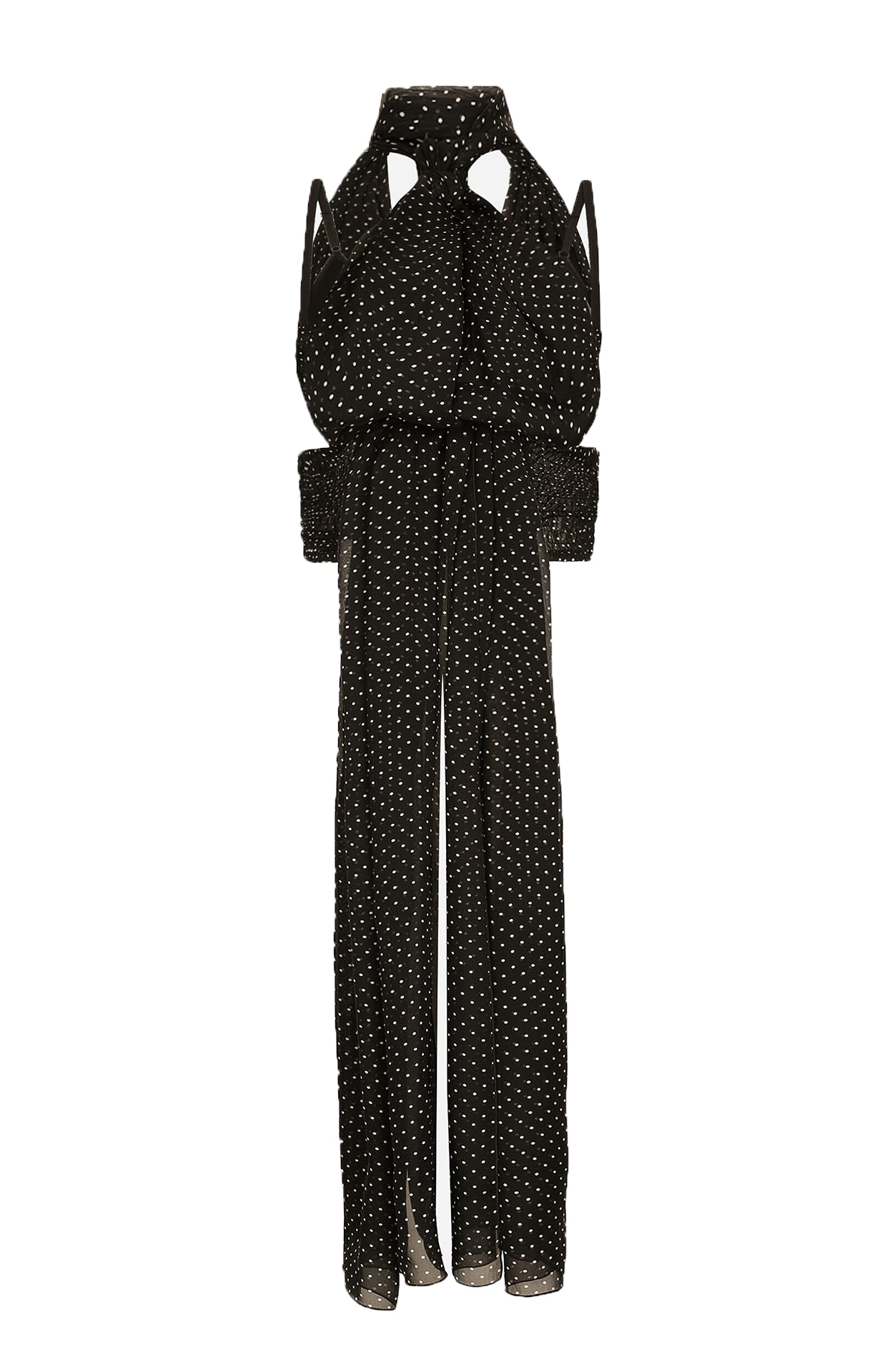 Shop Dolce & Gabbana Chiffron Top With Polka-dot Print In Pois Bianco Fdo Nero (black)
