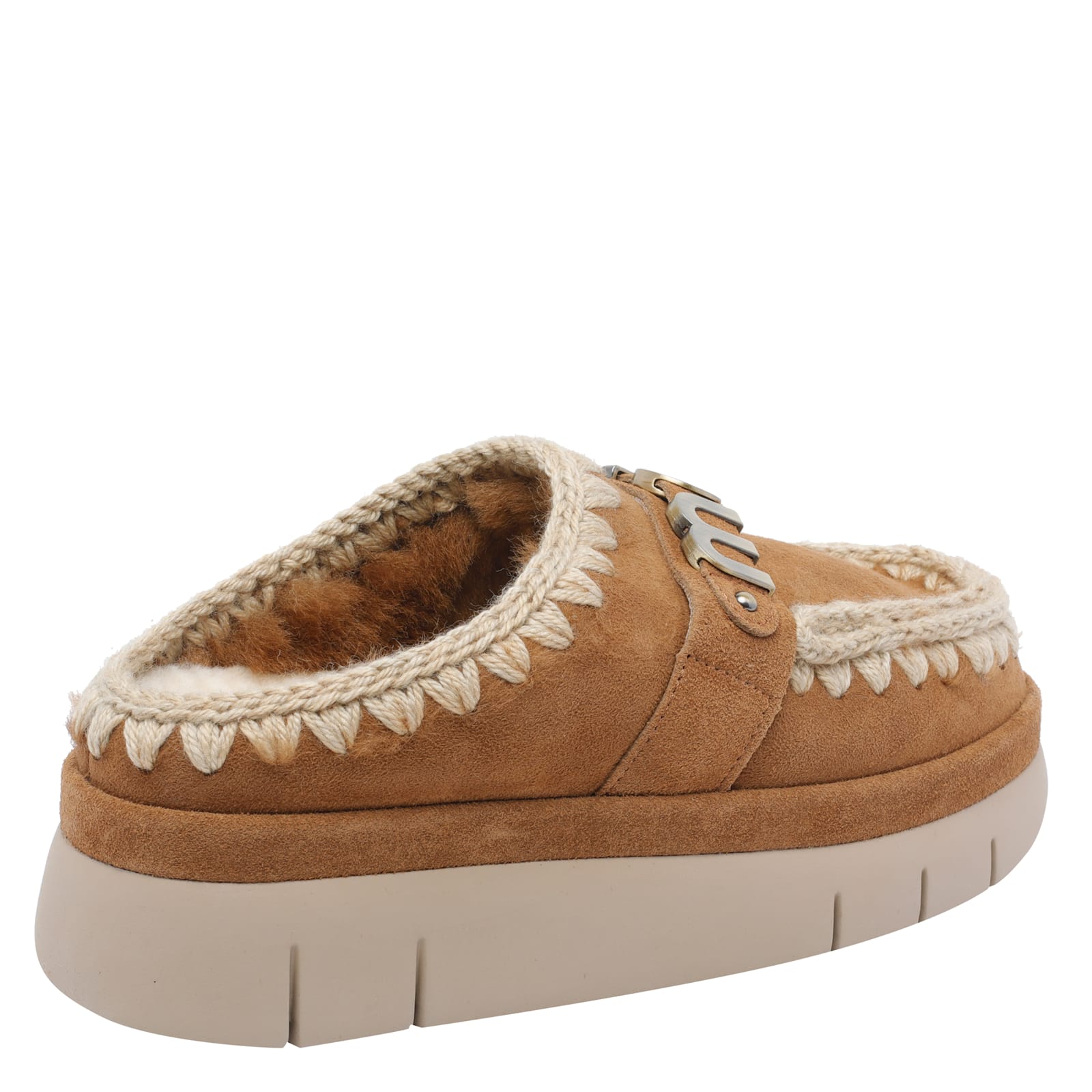 Mou Bounce Double-face Sheepskin Clog In Brown