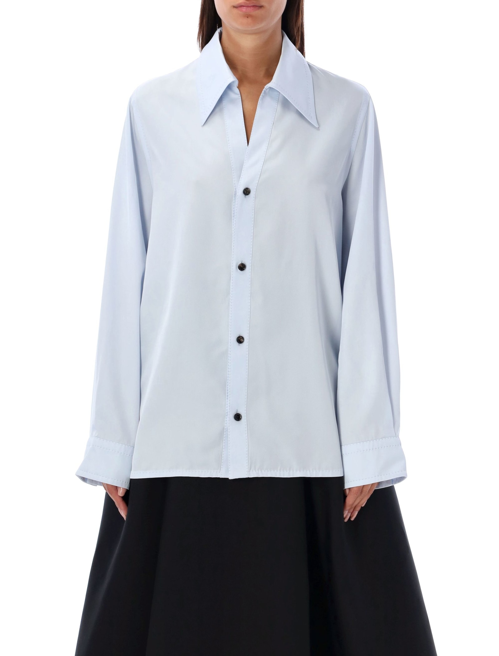 Bottega Veneta Shirt In Mist Blue