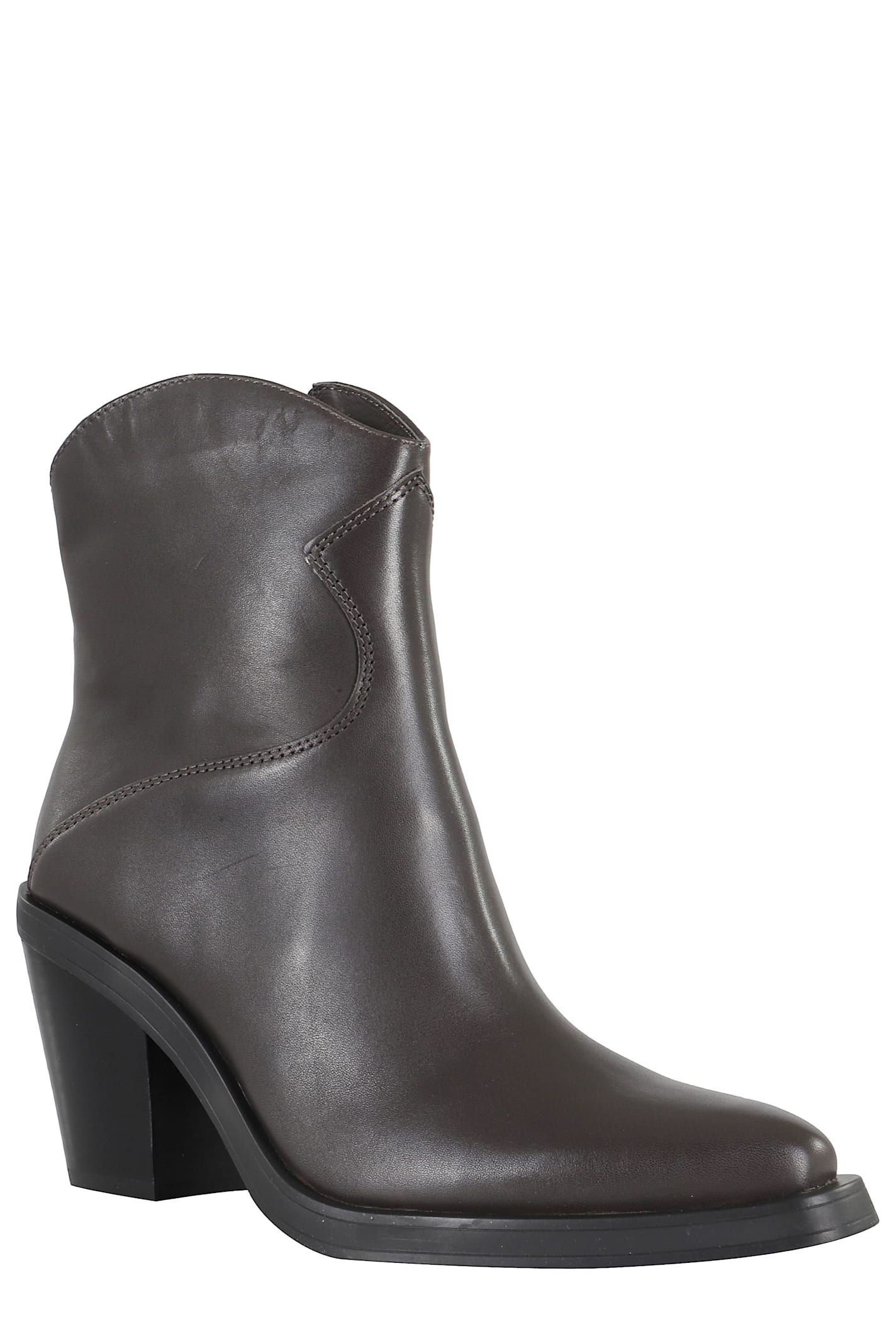 Ash Brown Leather Ankle Boots In Brown