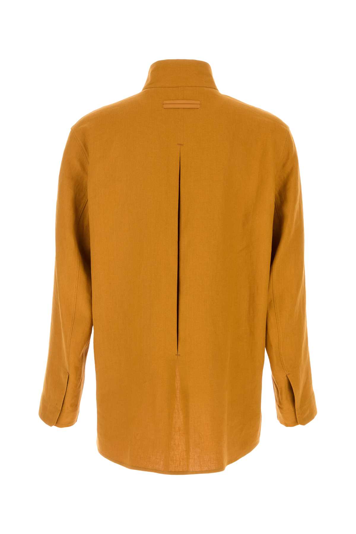 Zegna Camicia In Lino Arancione  Uomo In Yellow