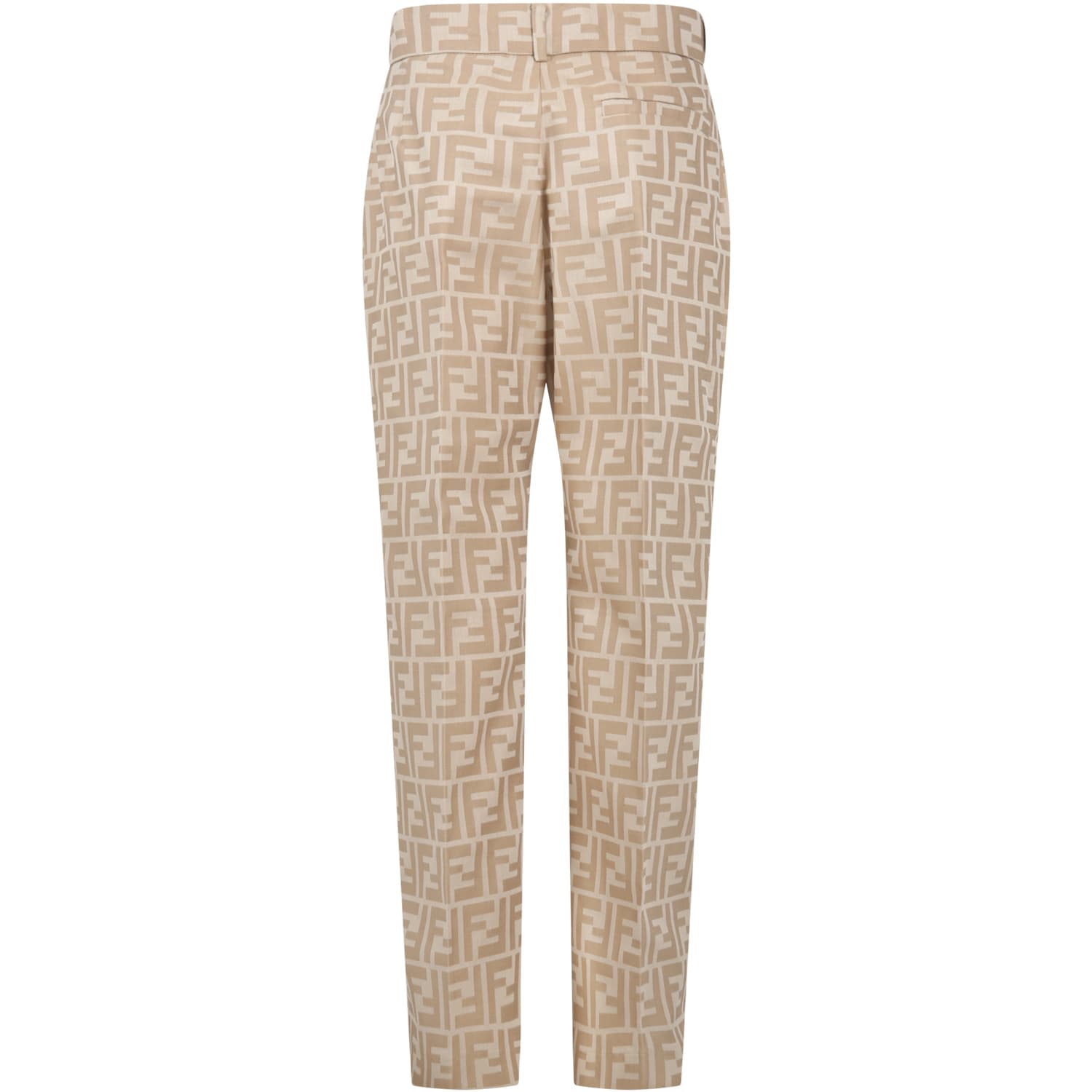 Shop Fendi Beige Trousers For Boy With Ff
