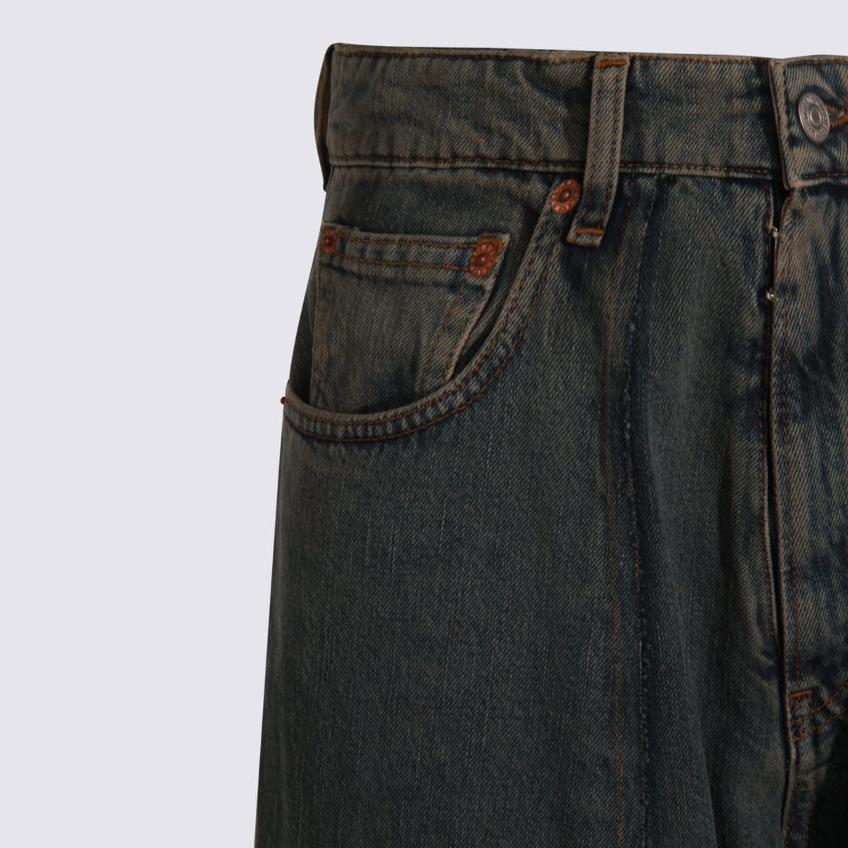 Mm6 Maison Margiela Straight Leg Five-pocket Trousers With Belt Loops In Blue