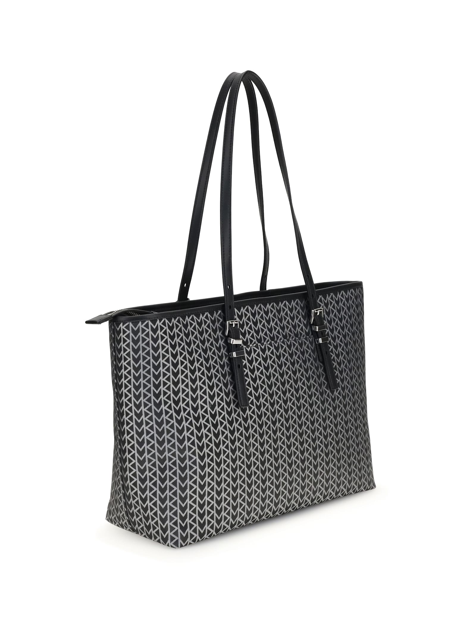 Michael Kors Quinn Large Mk2000 Logo Jacquard Tote Bag In Black
