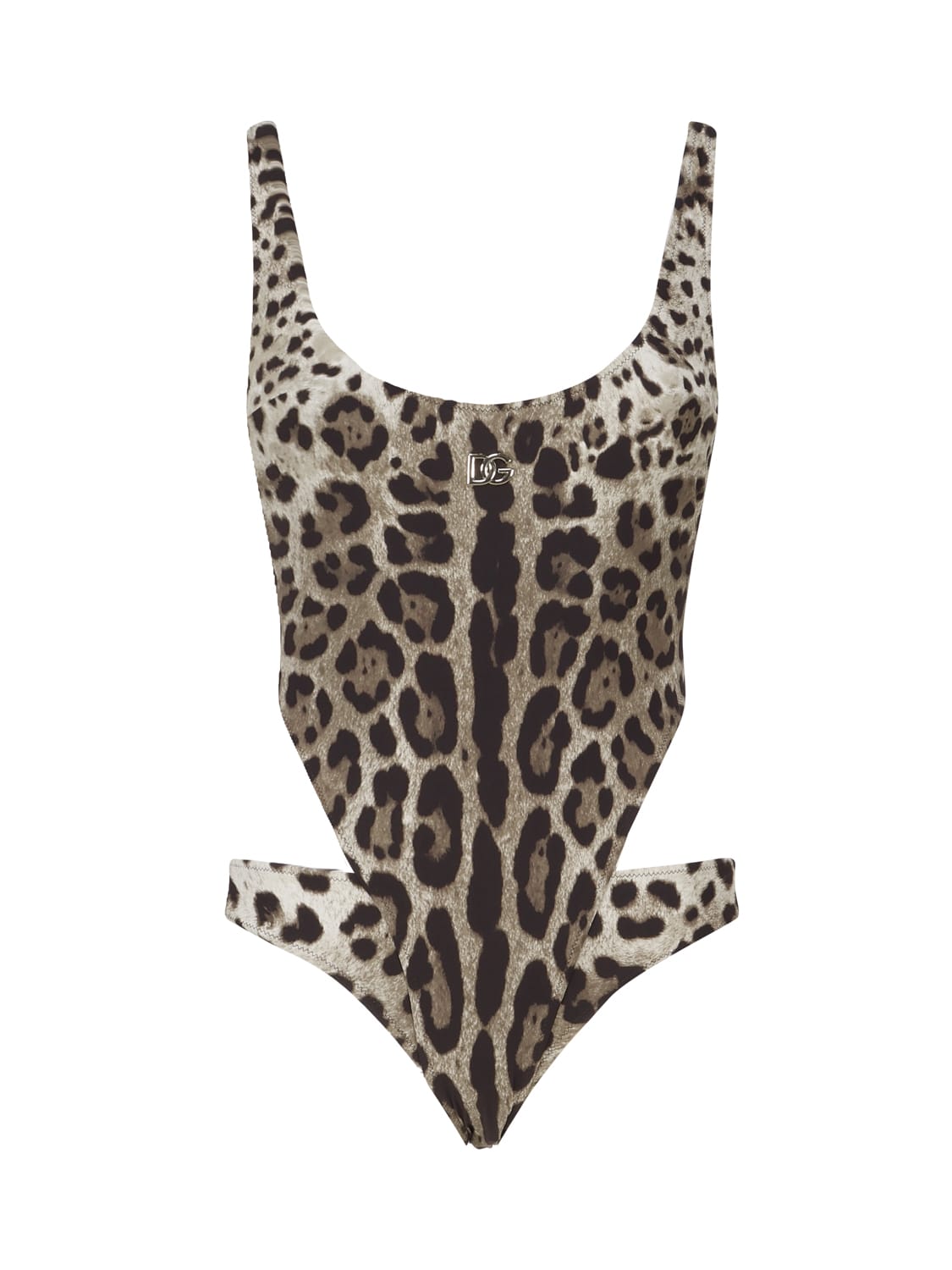 Dolce & Gabbana Leopard Print One-piece Swimsuit With Cut-out