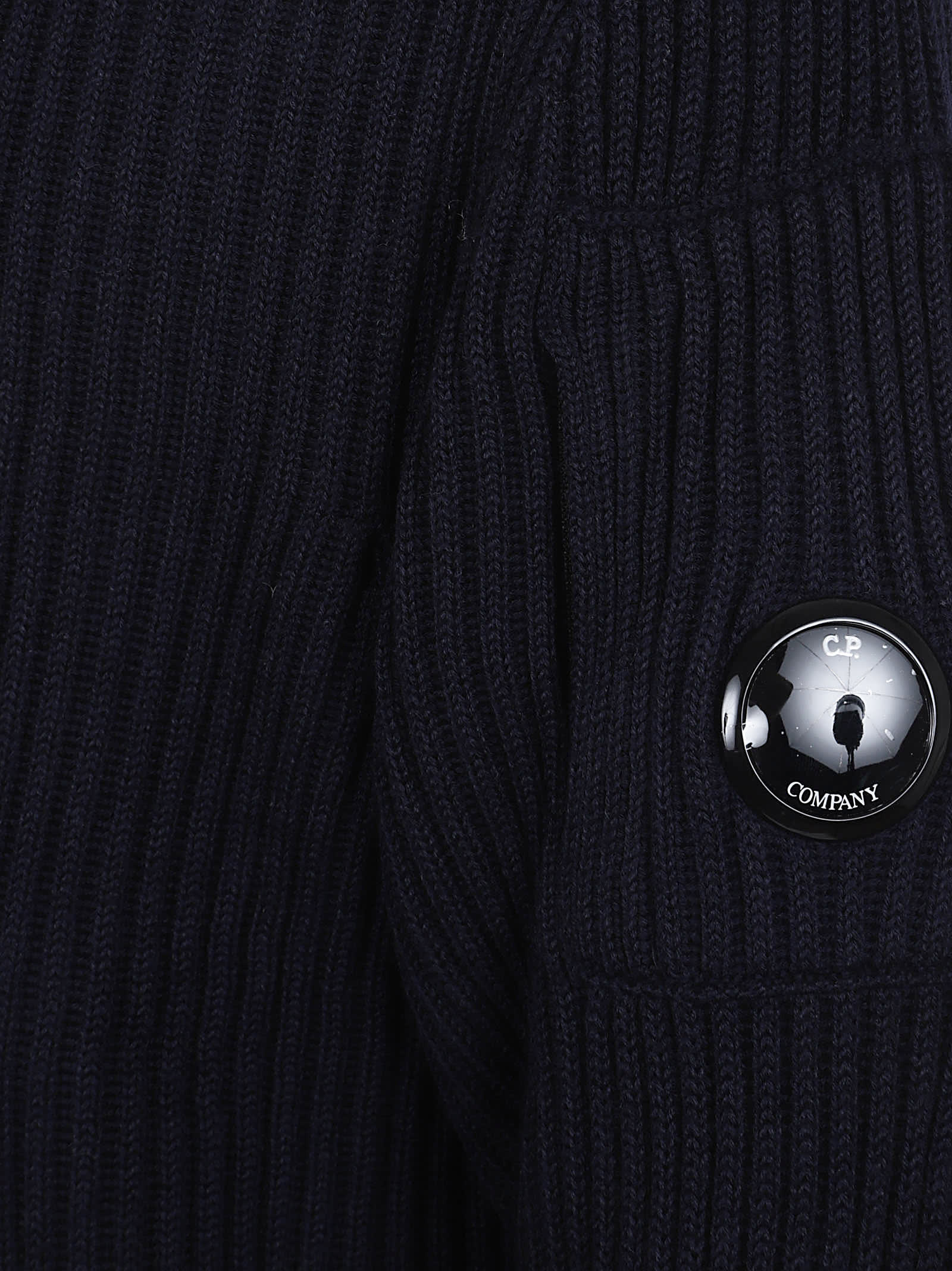C.p. Company Knitwear Turtle Neck In Re-wool In Black