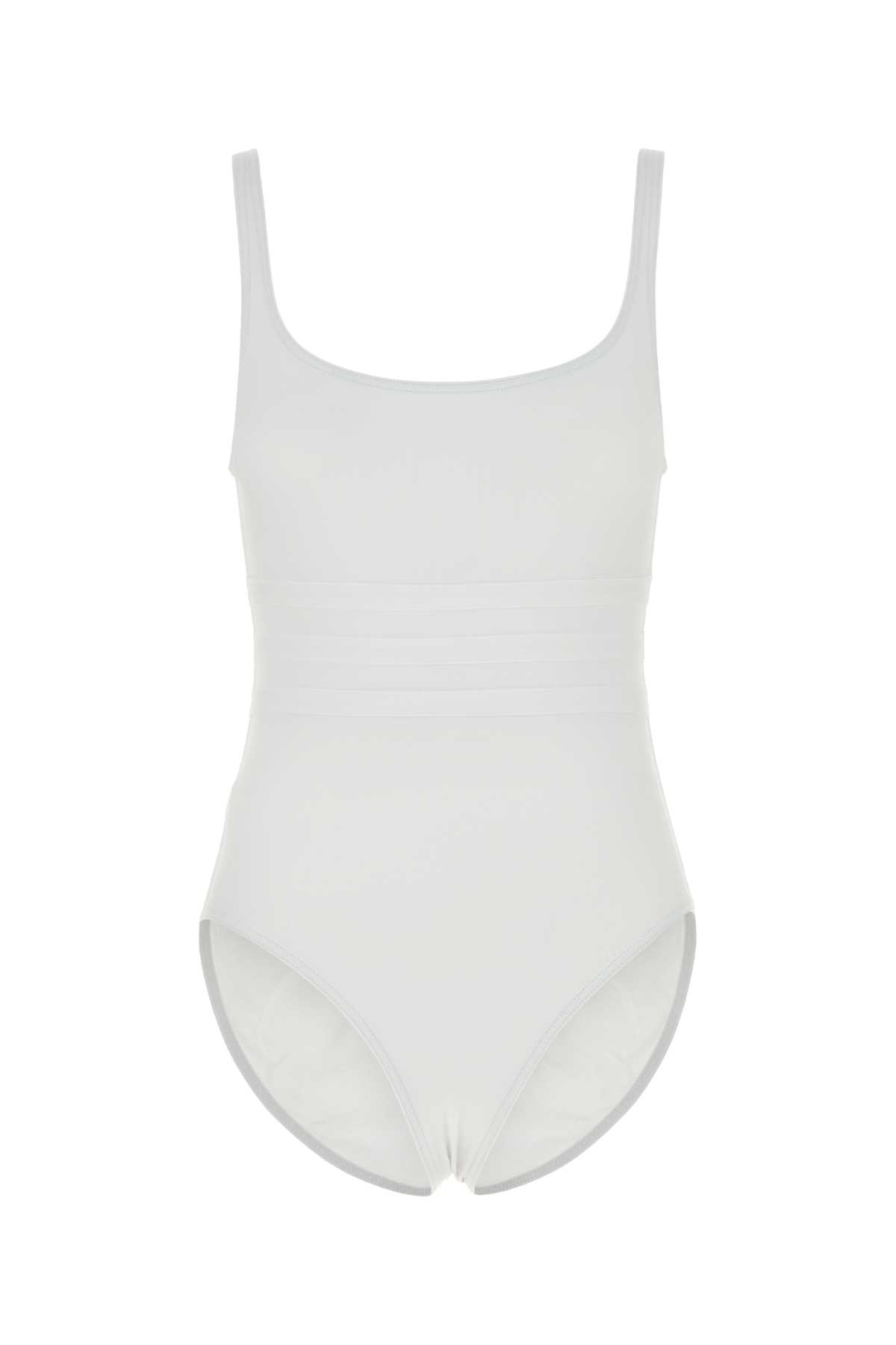 White Stretch Nylon Asia Swimsuit