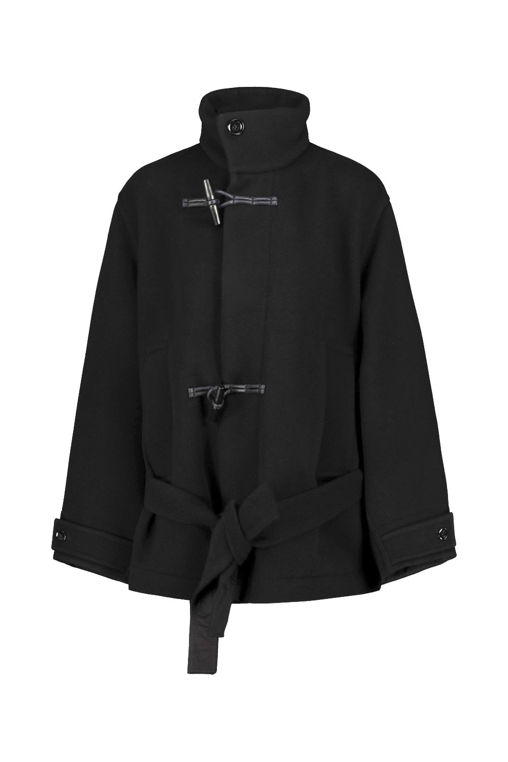 Shop Lemaire Short Bathrobe Duffle Coat In Black