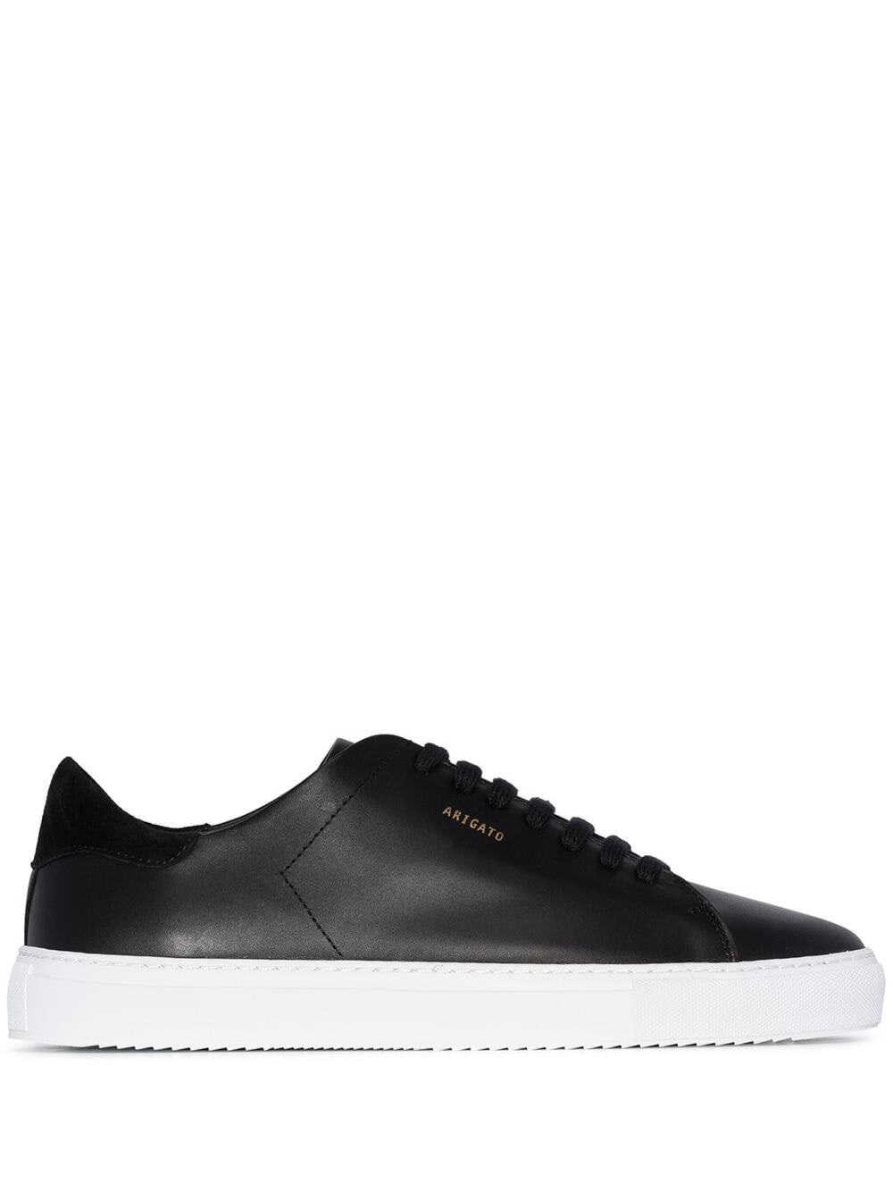 Shop Axel Arigato Black Clean Sneakers With Logo In Calf Leather Man