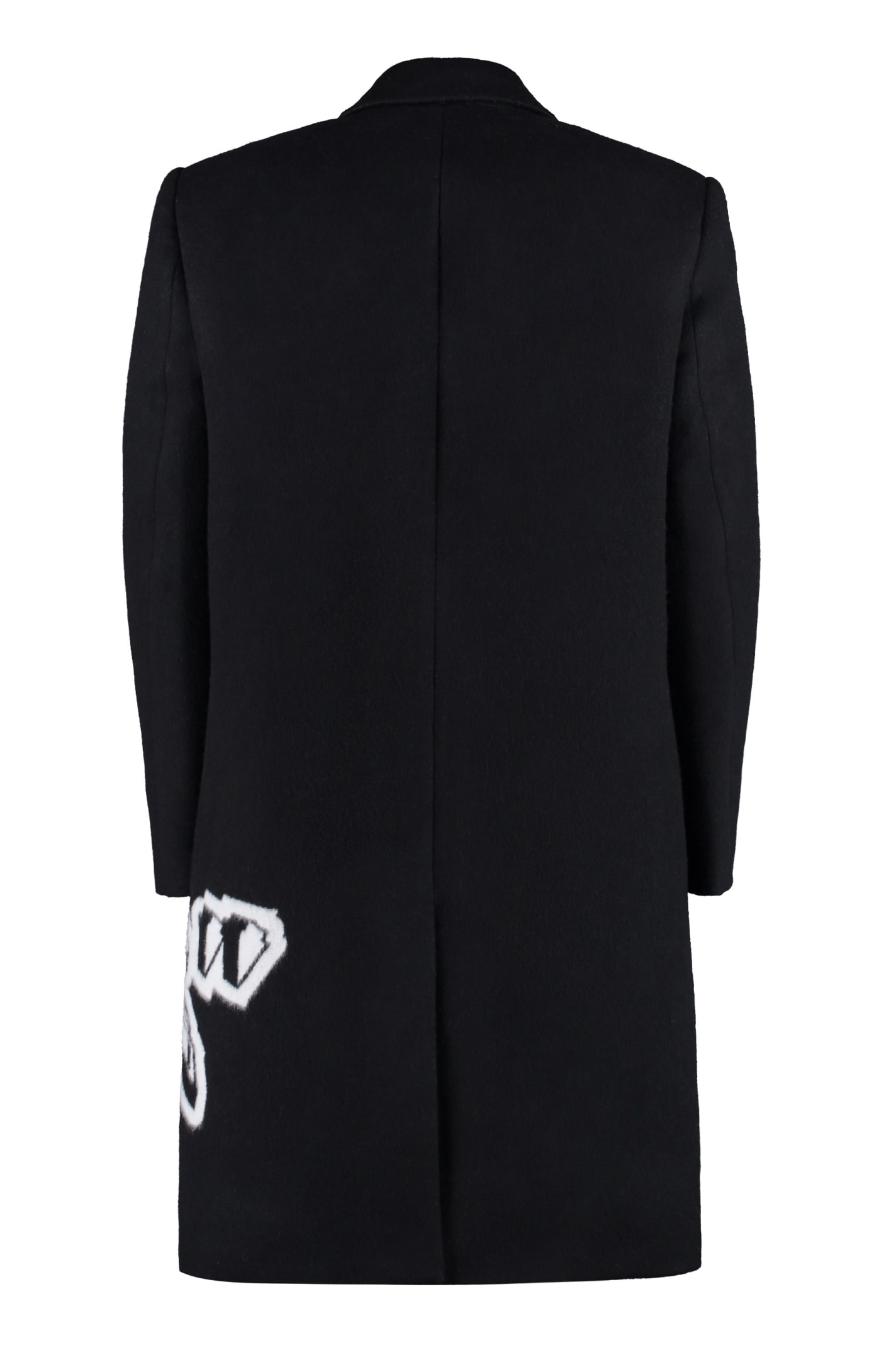 Shop Off-white Skate Wool Coat In Black