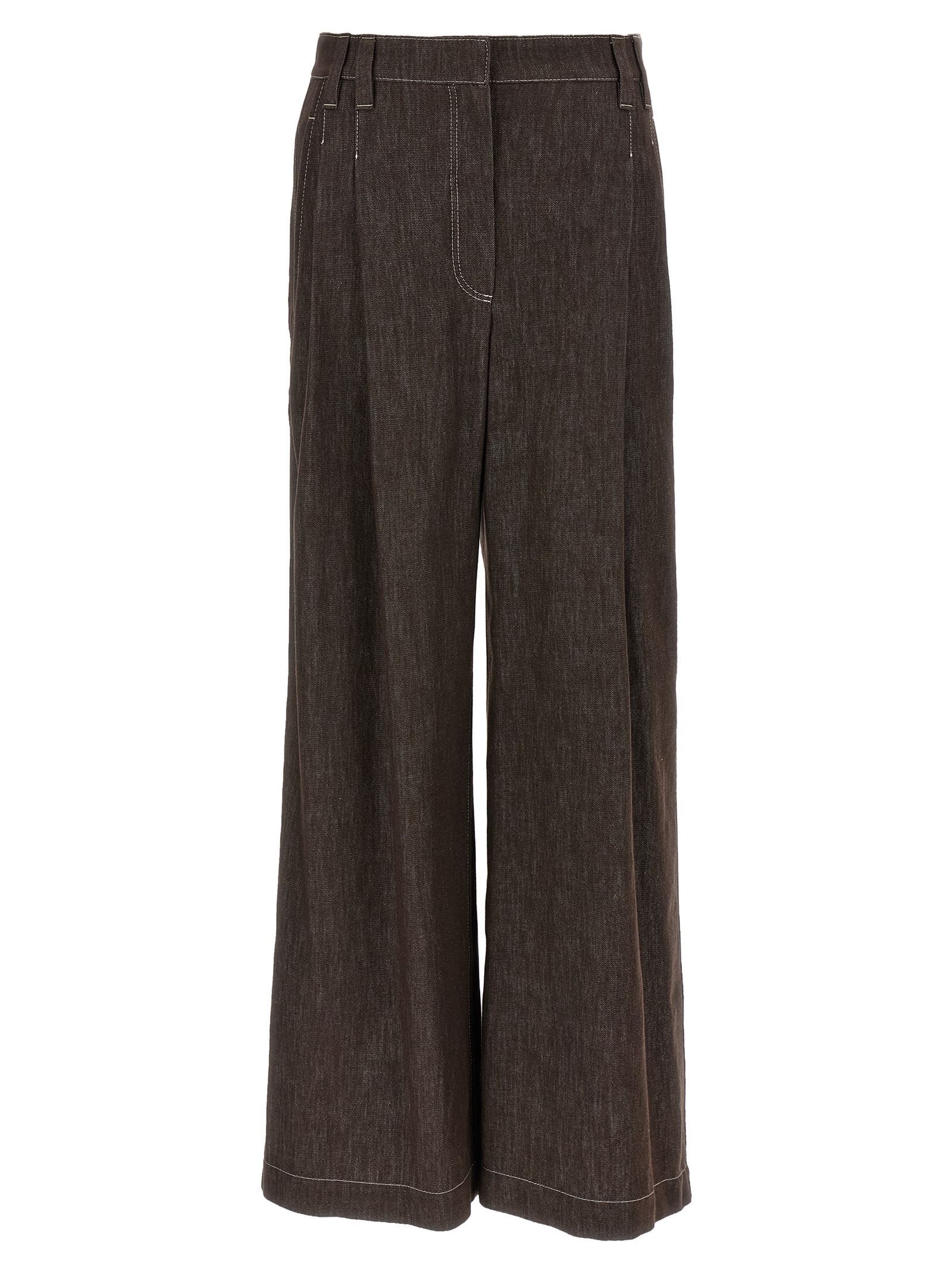 Brunello Cucinelli Wide Leg Jeans Brown In Brown