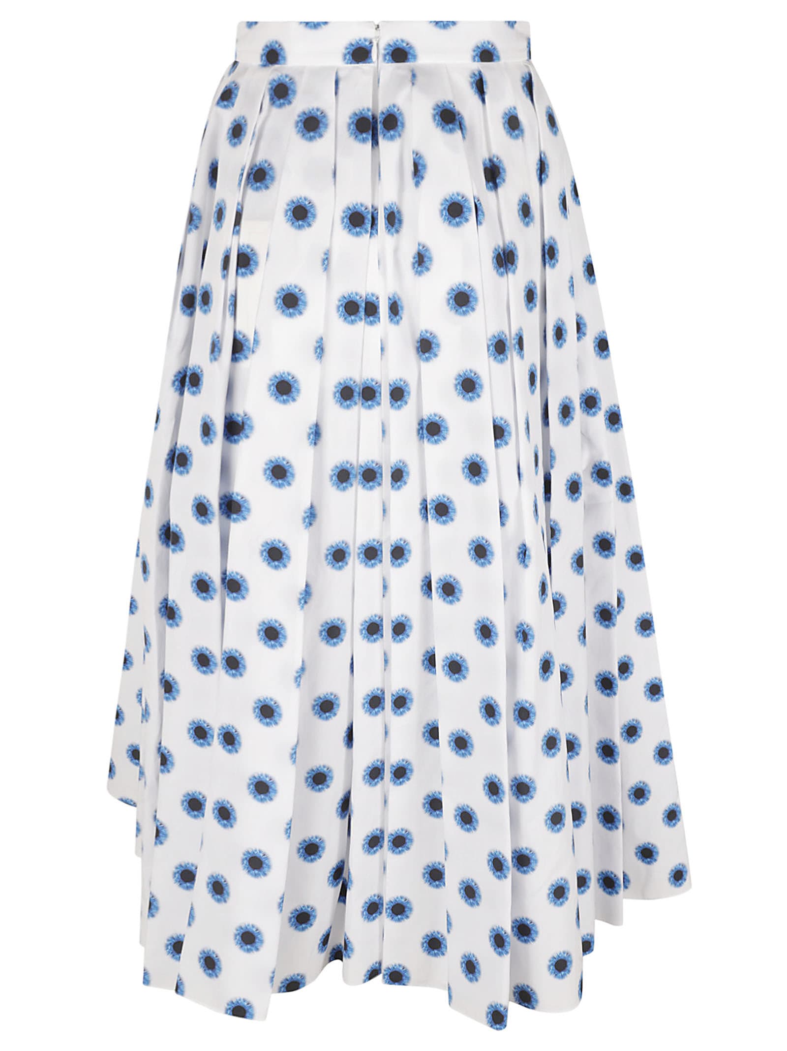 Shop Alexander Mcqueen Floral Print Pleated Flare Skirt In Galactic Blue