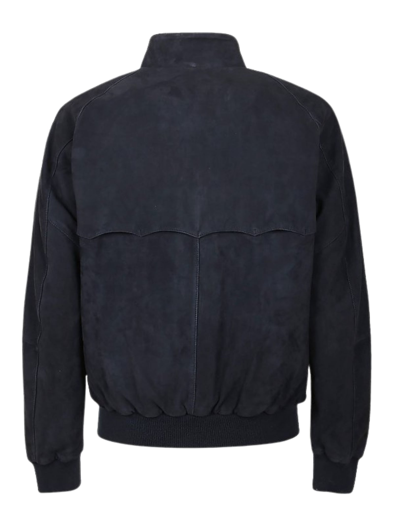 Baracuta Suede Jacket With High Collar And Pockets In Blue