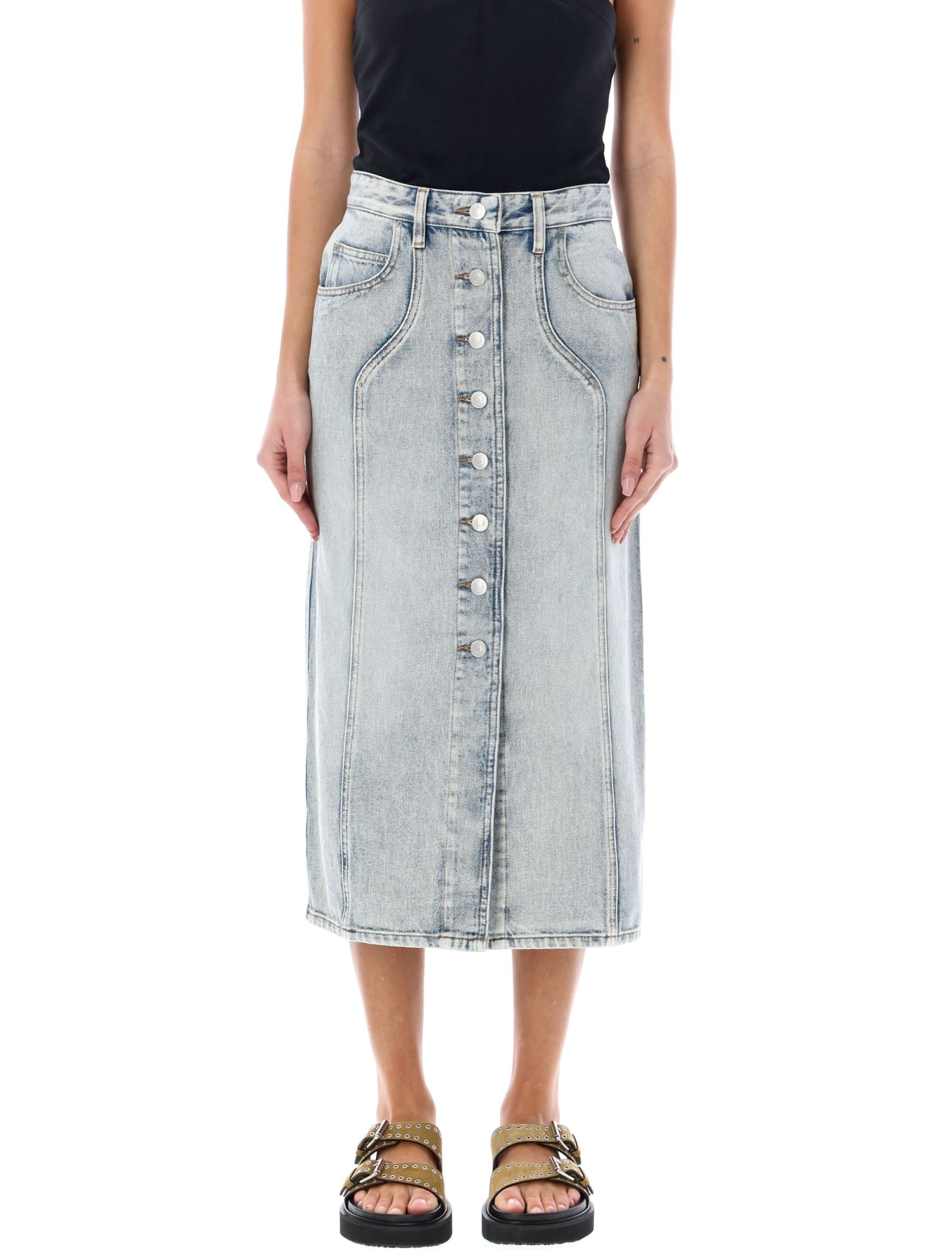 Shop Marant Etoile Vandy Denim Skirt In Light Blue