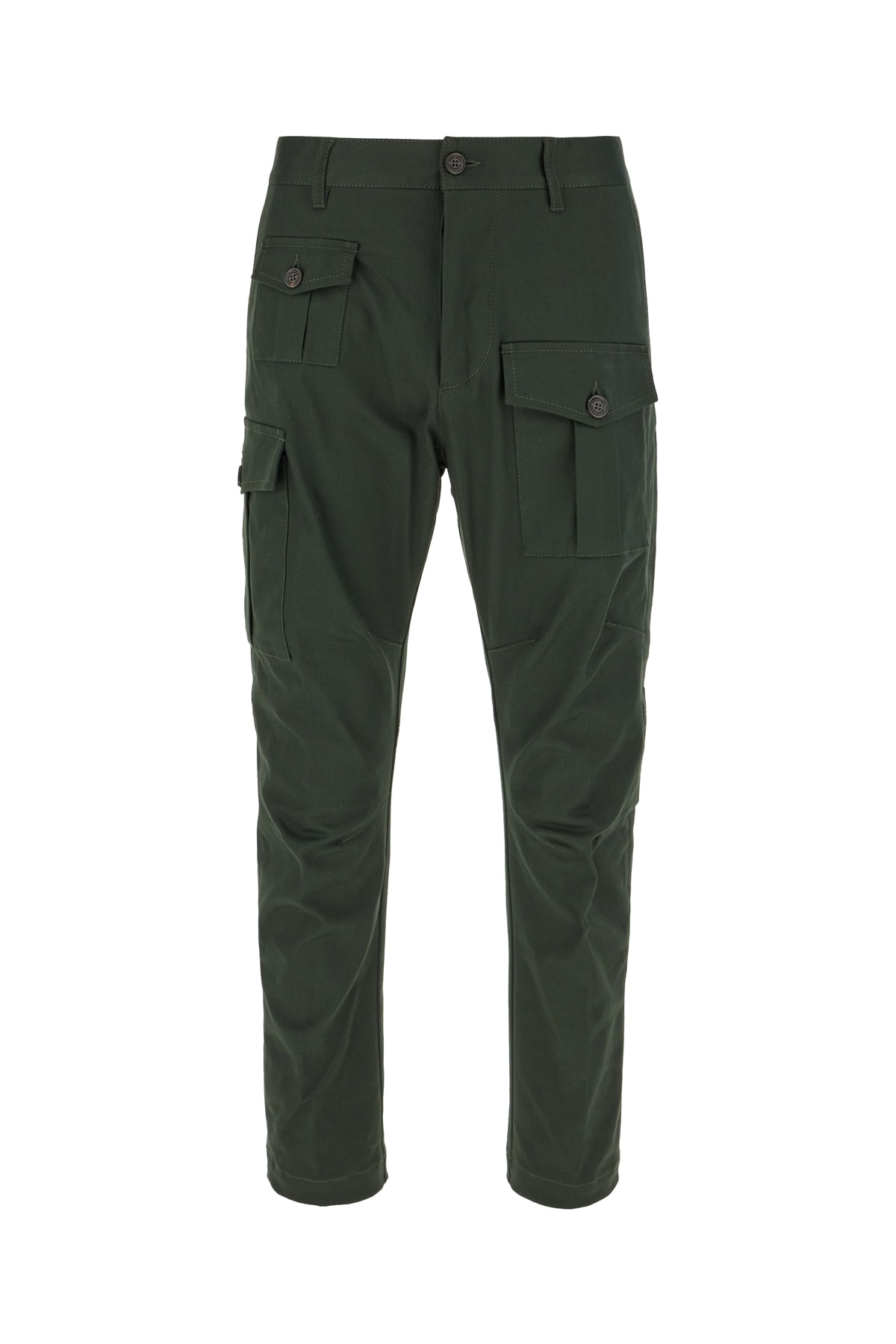 Dsquared2 Dark Green Stretch Cotton Pants In Forest