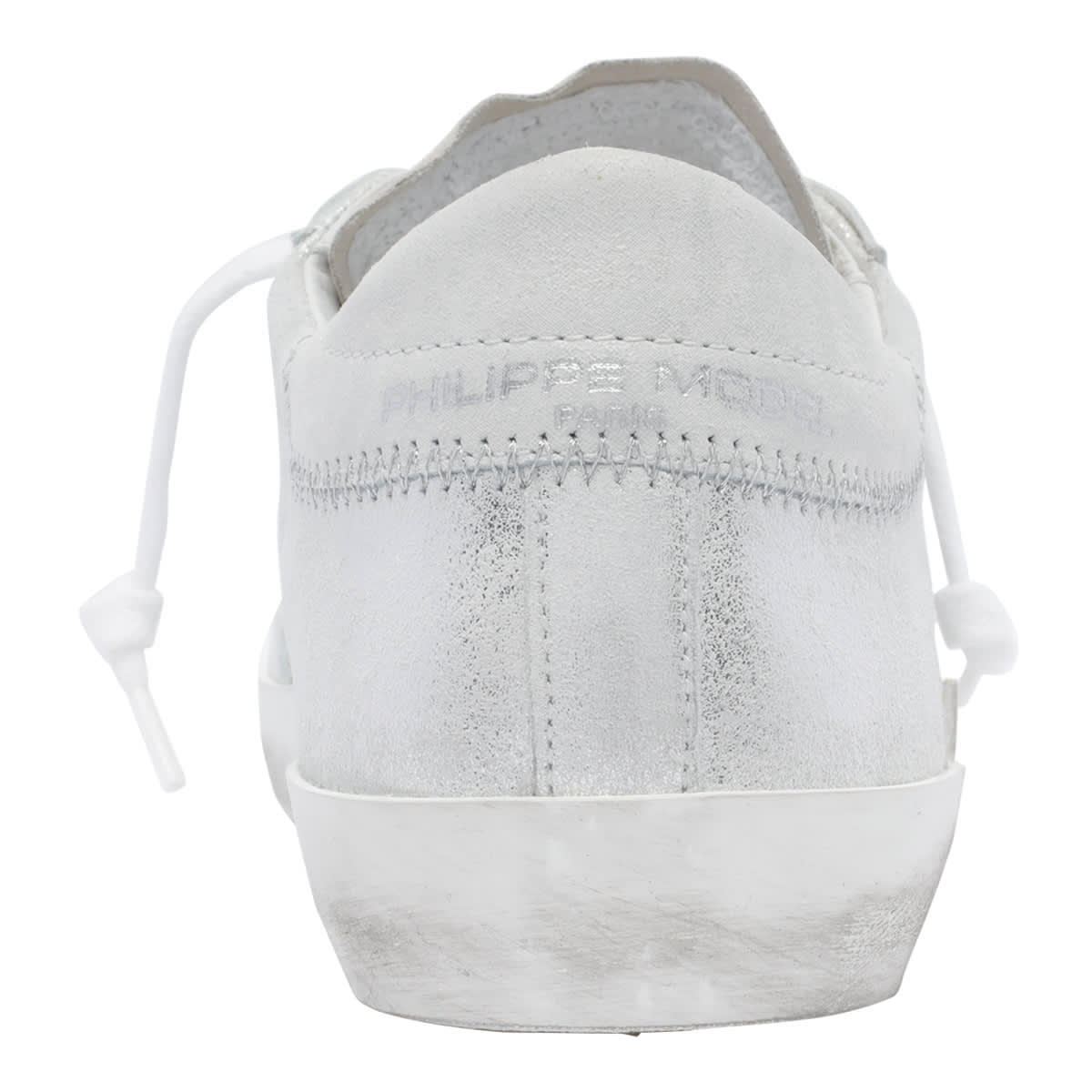 Philippe Model Silver Laminated Sneakers In Gray