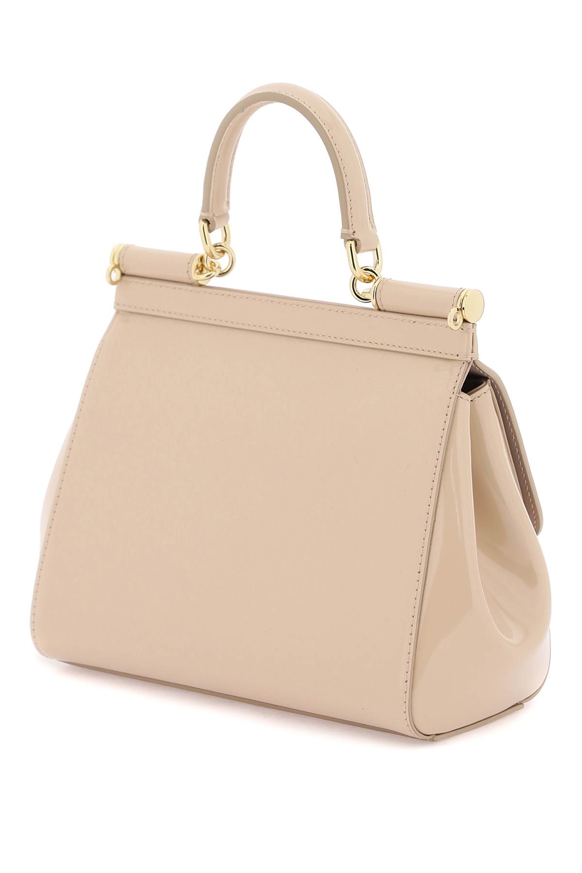 Shop Dolce & Gabbana Patent Leather Sicily Handbag In Cipria 1 (pink)