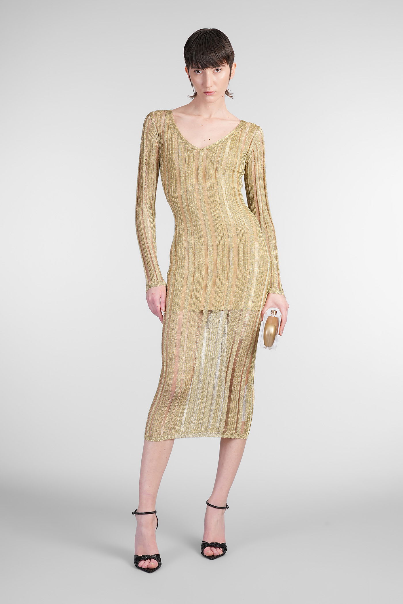 Cult Gaia Espen In Gold Viscose In Neutral