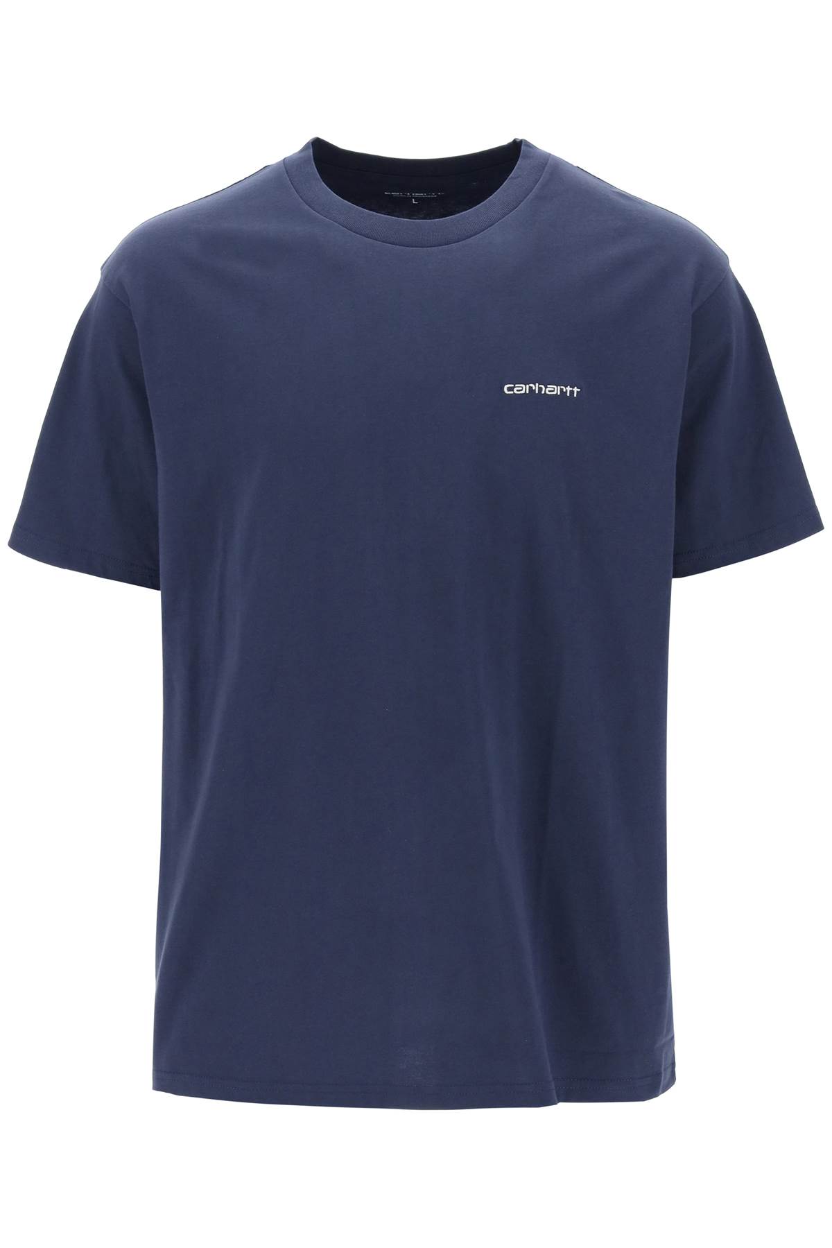 Shop Carhartt Logo Embroidery T-shirt In Blu/bianco
