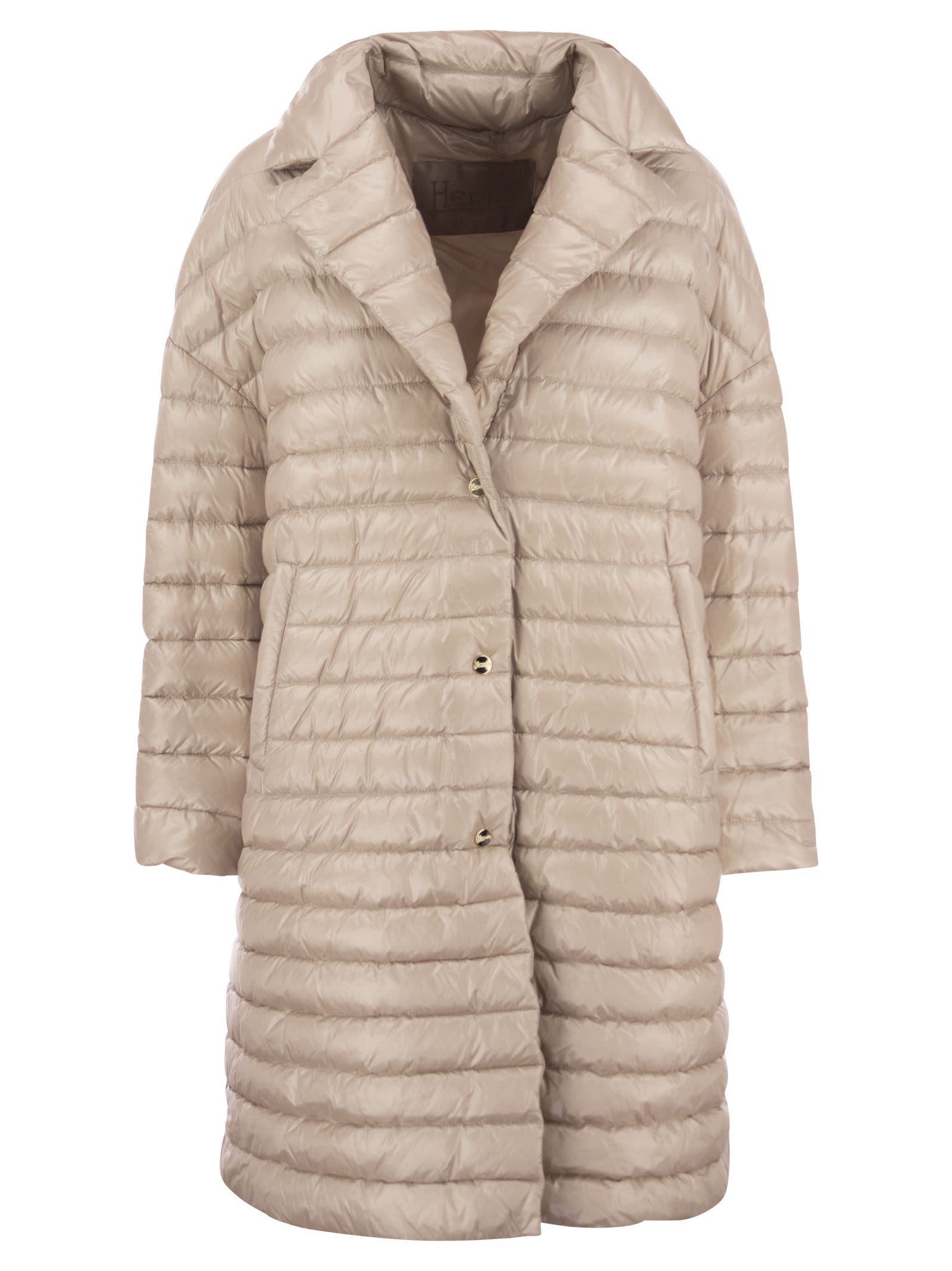 Herno Twofer Wool-blend Down Coat In Cream