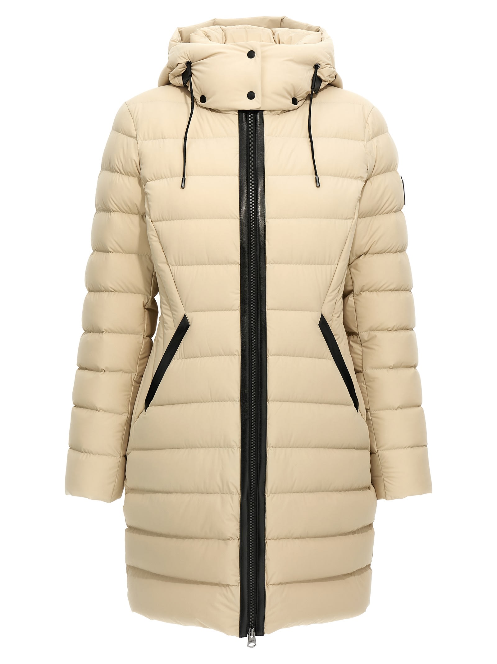 Shop Mackage Farren Long Down Jacket In Beige