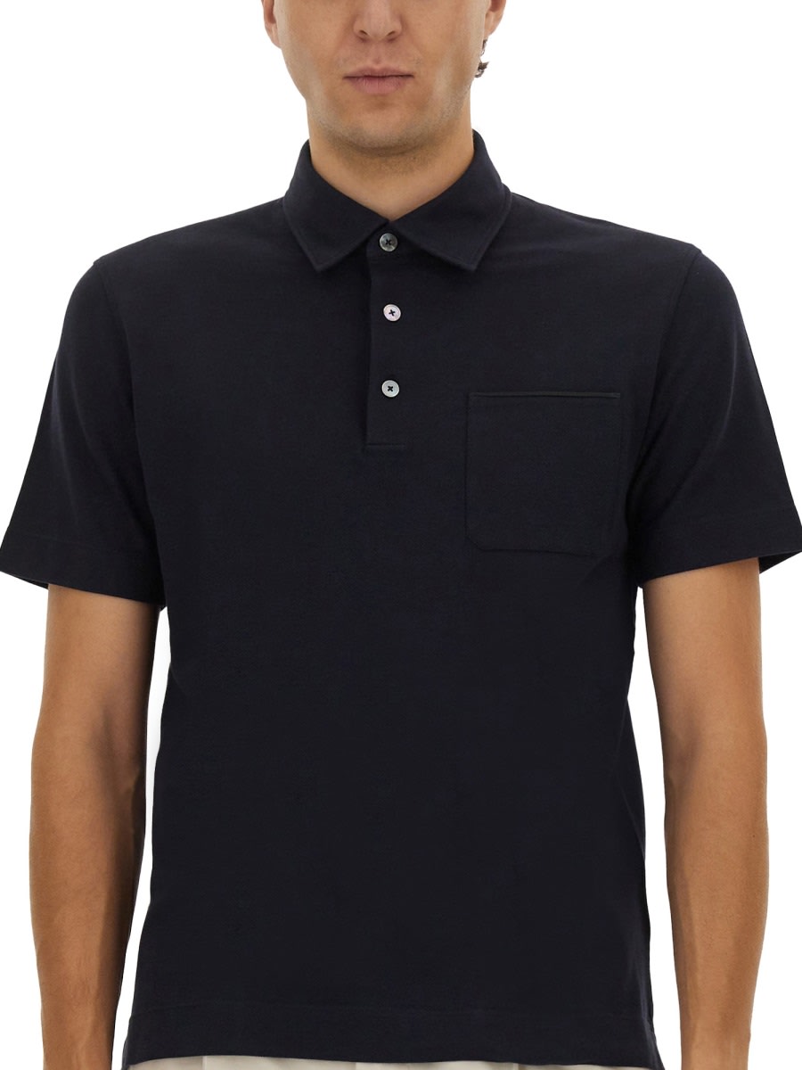Zegna Cotton Polo Shirt With Pocket In Black