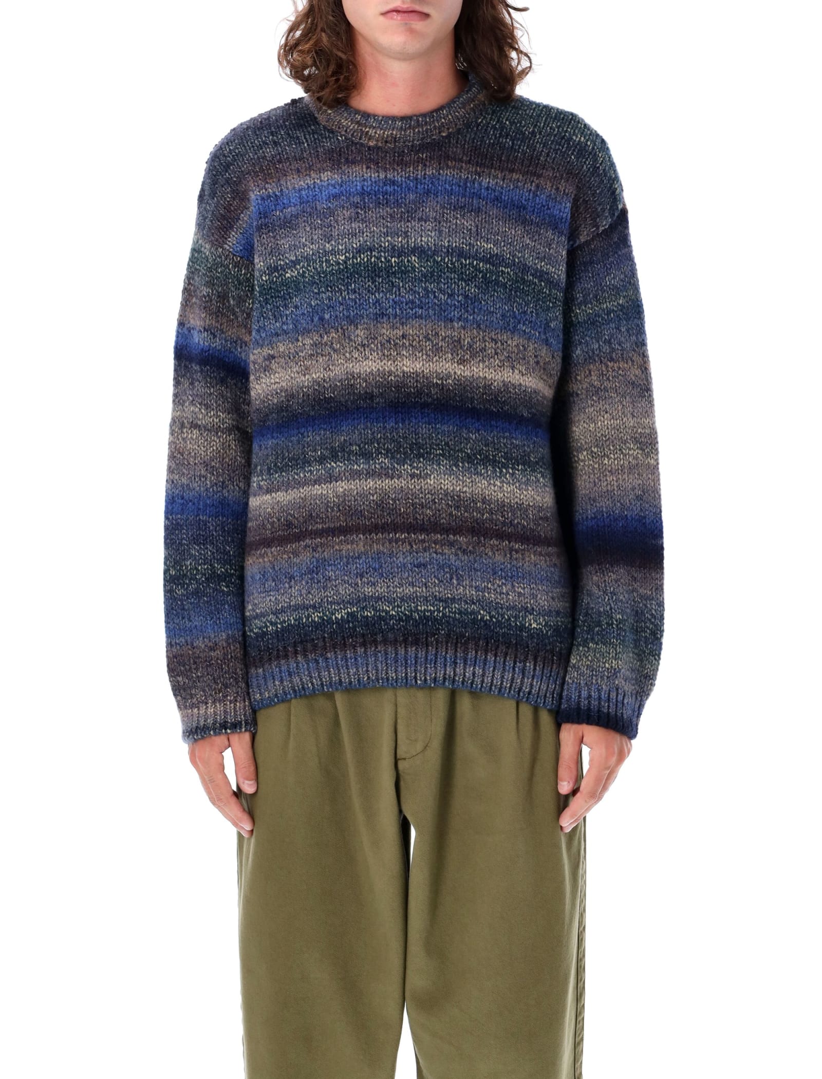 Shop Ymc You Must Create Stripes Mohair Sweater In Navy