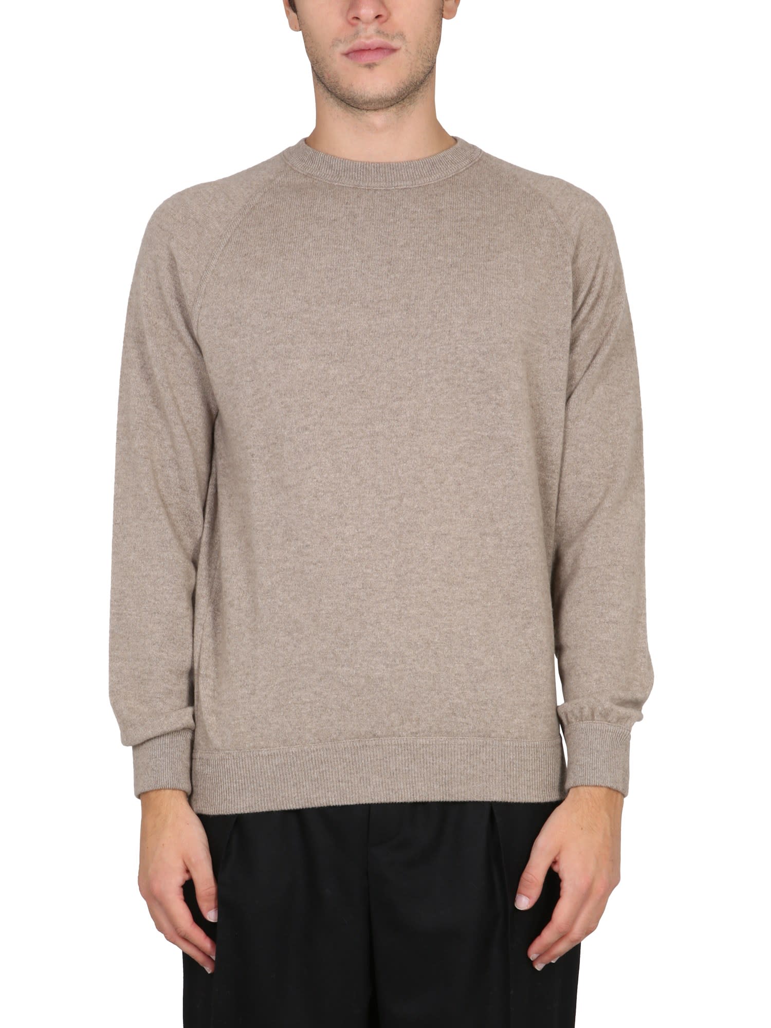 Drumohr Cashmere Sweater With Cross-neck Design In Naturale