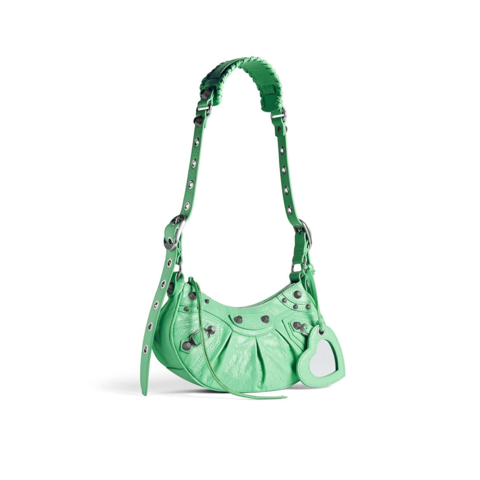 Shop Balenciaga Le Cagole Xs Leather Shoulder Bag In Green