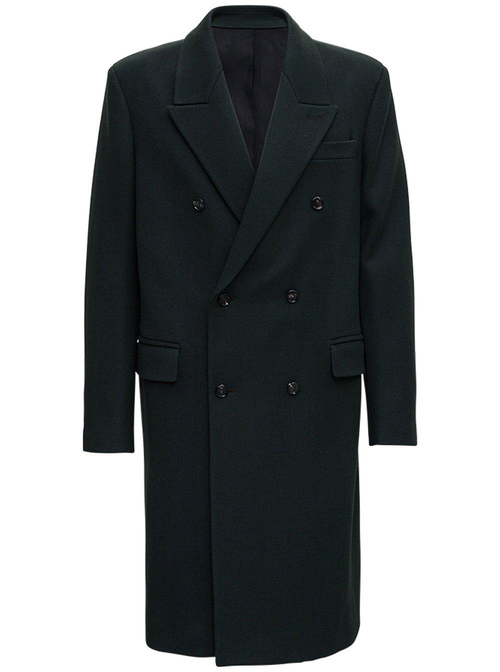 Shop Bottega Veneta Double Breasted Coat In Green