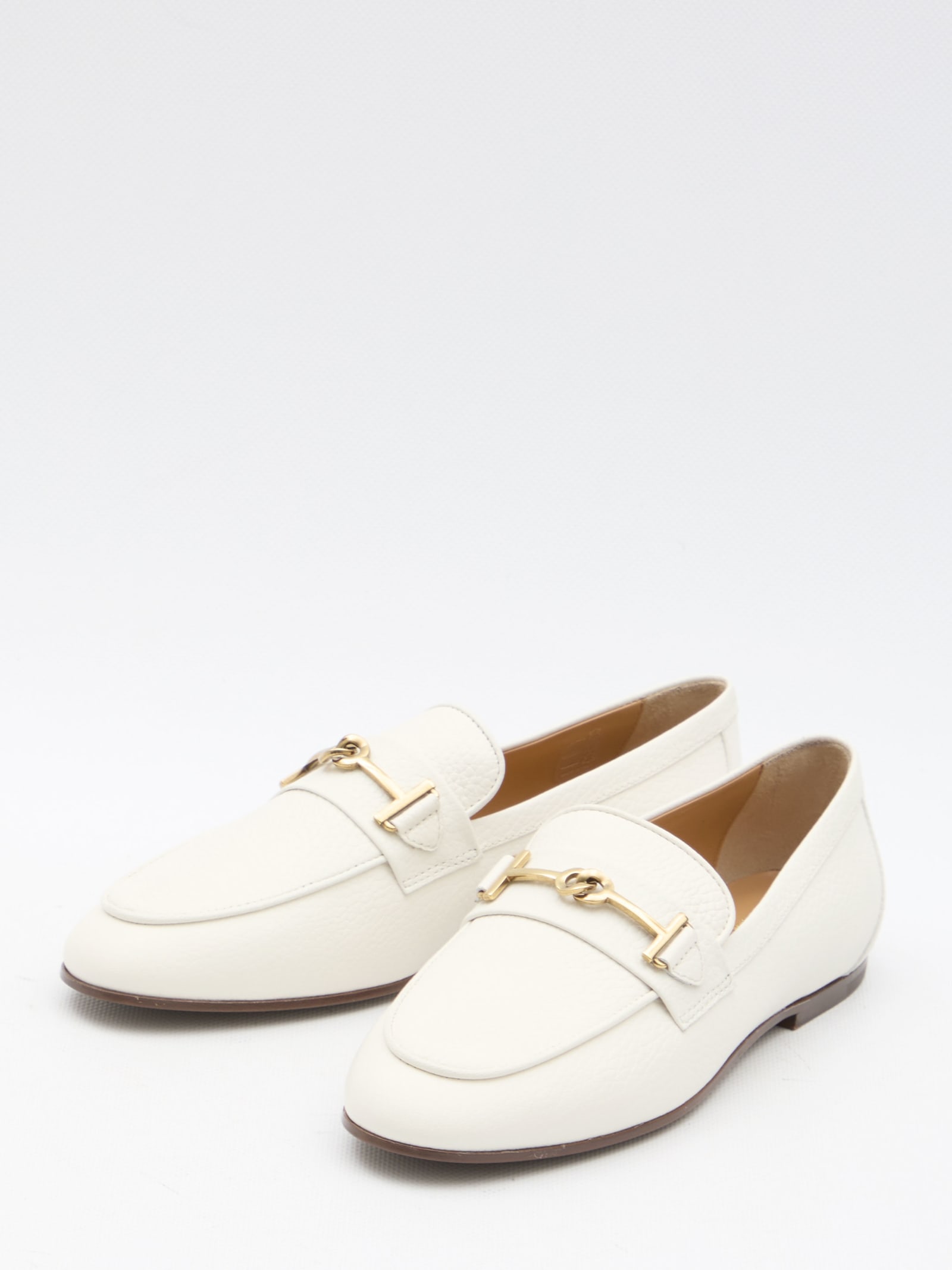 Shop Tod's Leather Loafers In White