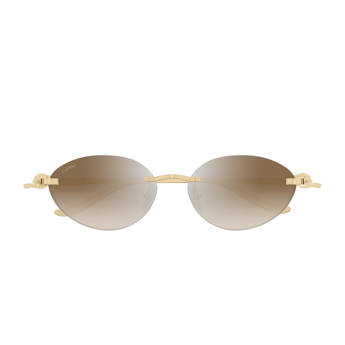 Cartier Ct0504s Panthère De  003 Gold Brown Sunglasses In Oro