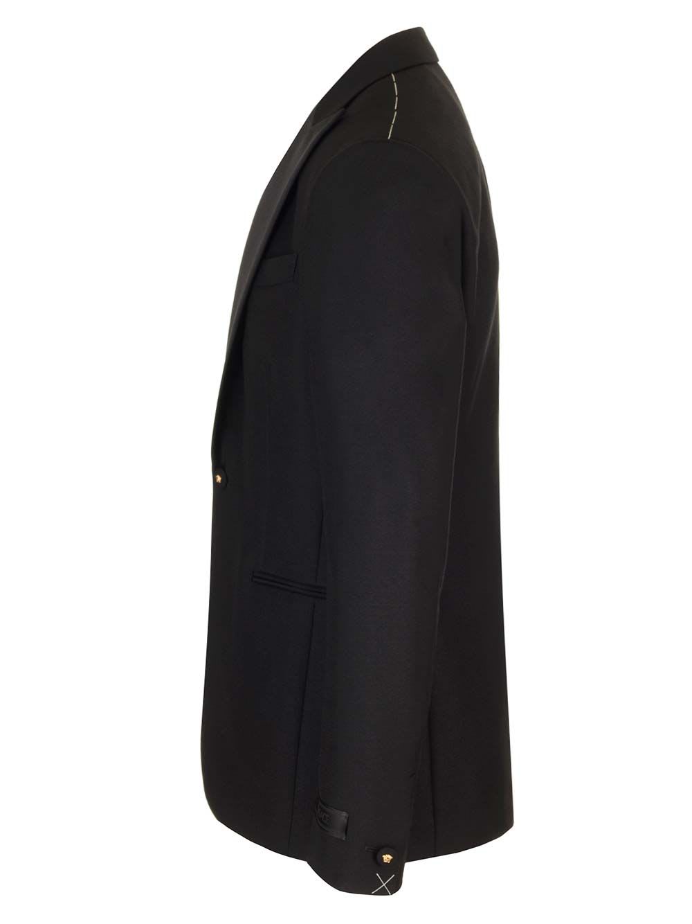 Shop Versace Single-breasted Tailored Blazer In Black