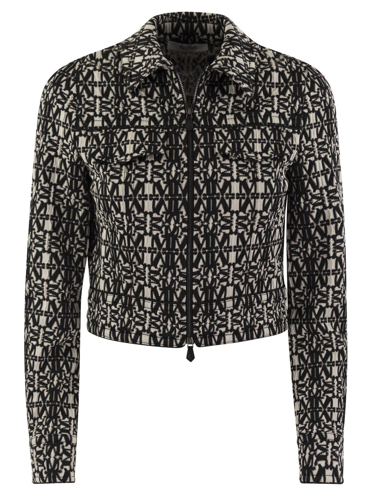 Shop Max Mara All-over Patterned Zip-up Jacket In White