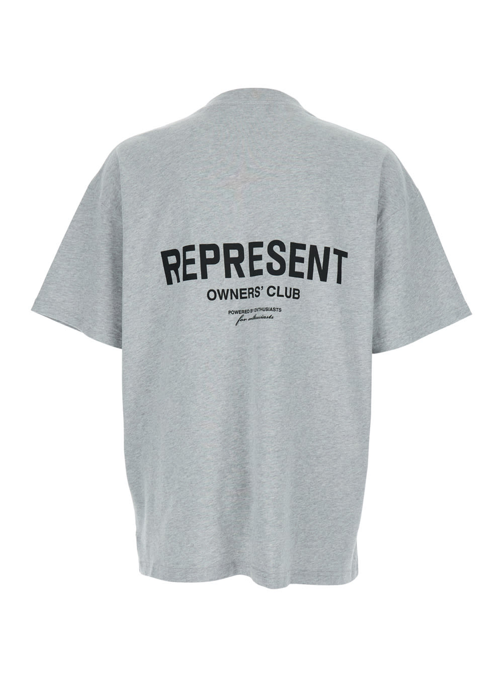 Represent Grey T-shirt With Logo On The Front And Maxi Logo On The Back In Cotton Man In Grey